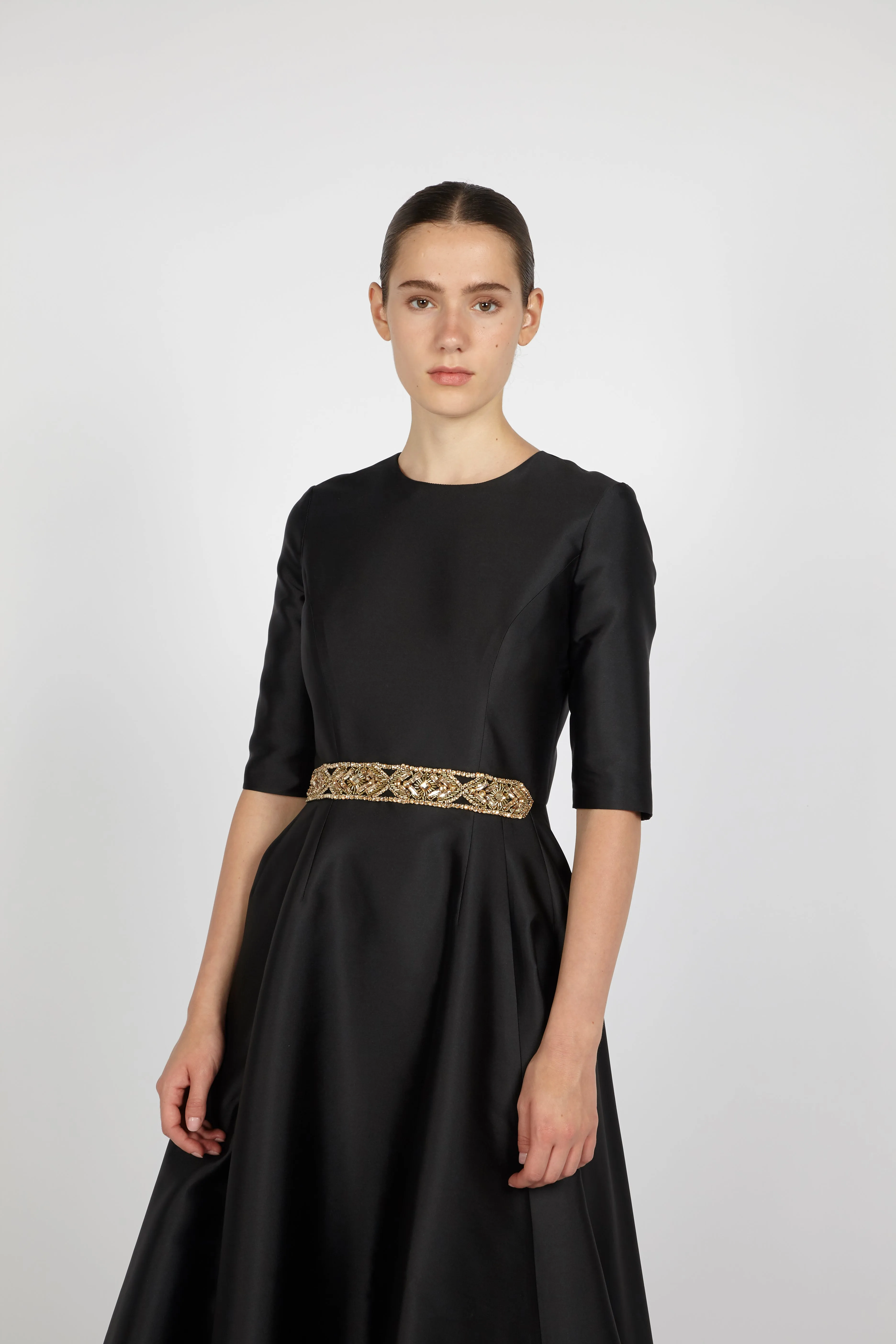 MIKADO GOWN WITH WAIST EMBROIDERY sold by Reem Acra product image thumbnail 3