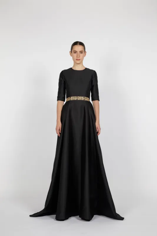 MIKADO GOWN WITH WAIST EMBROIDERY sold by Reem Acra