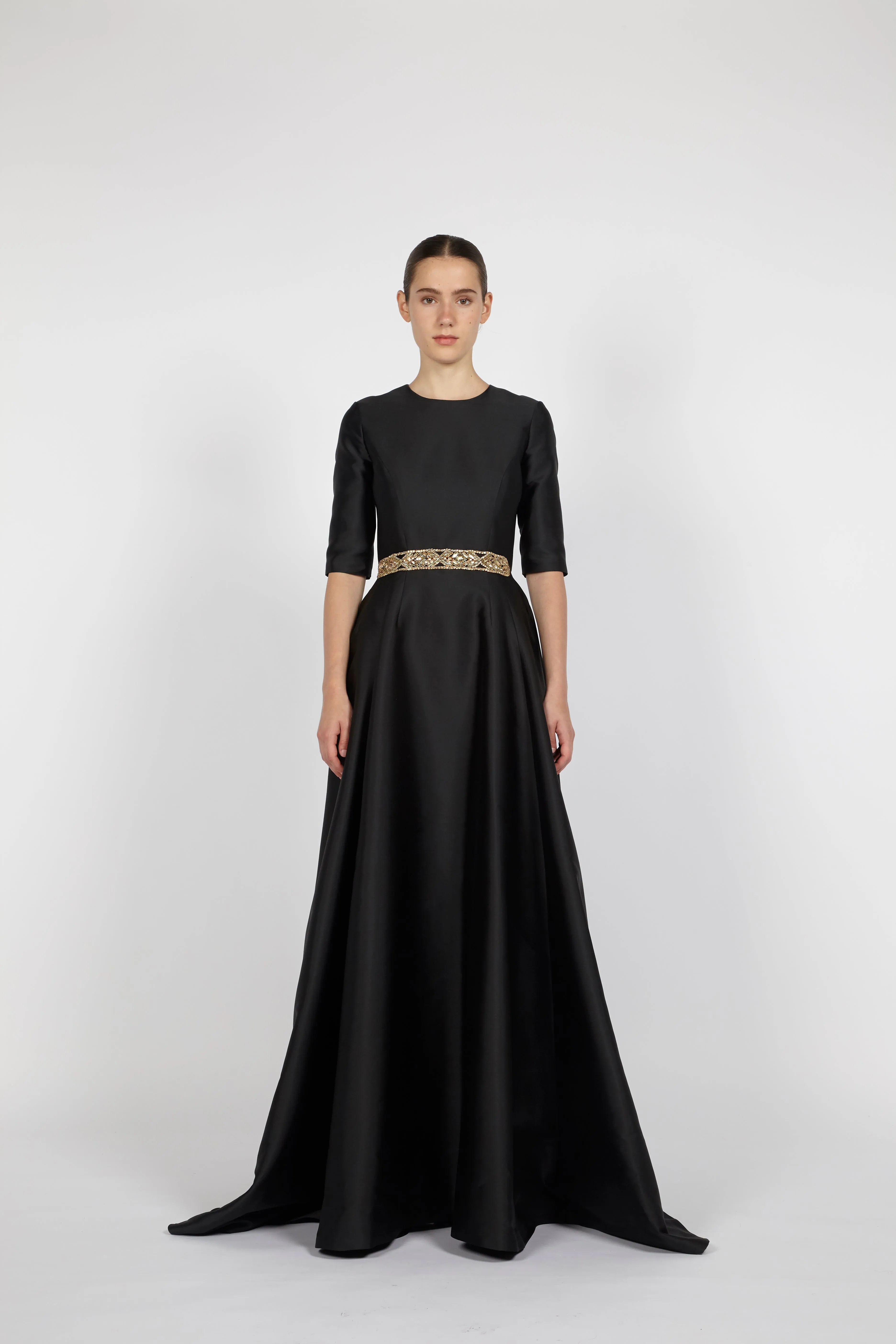 MIKADO GOWN WITH WAIST EMBROIDERY sold by Reem Acra