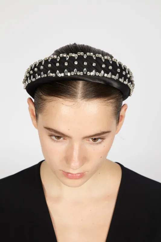 OVERSIZED EMBROIDERED HEADBAND WITH CRYSTAL STONE DETAIL sold by Reem Acra