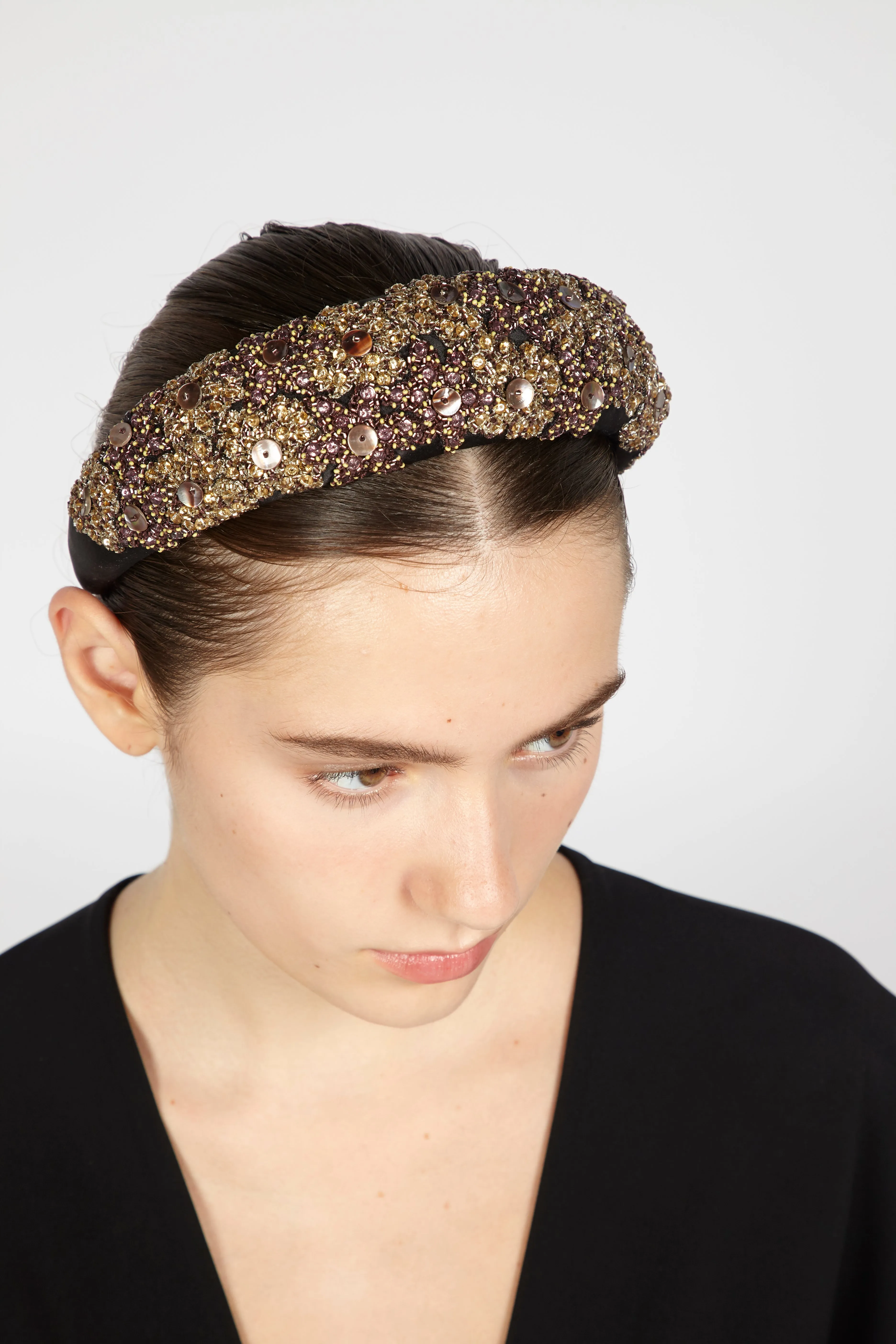 OVERSIZED FLORAL EMBROIDERED HEADBAND sold by Reem Acra product image thumbnail 2