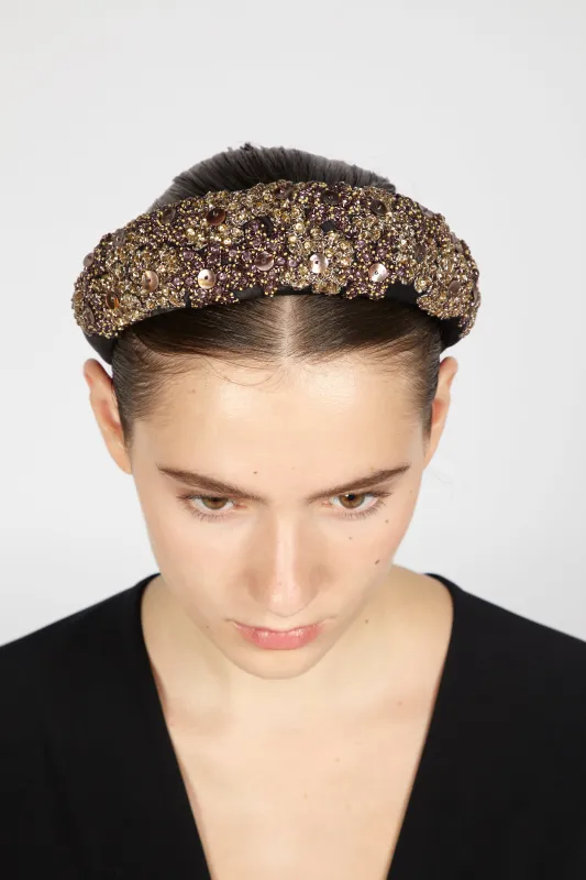 OVERSIZED FLORAL EMBROIDERED HEADBAND sold by Reem Acra