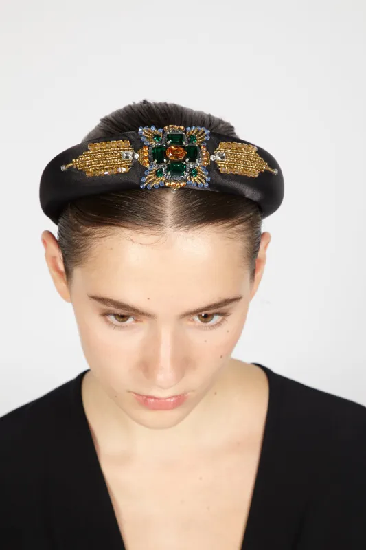 OVERSIZED EMBROIDERED HEADBAND WITH MEDALLION sold by Reem Acra