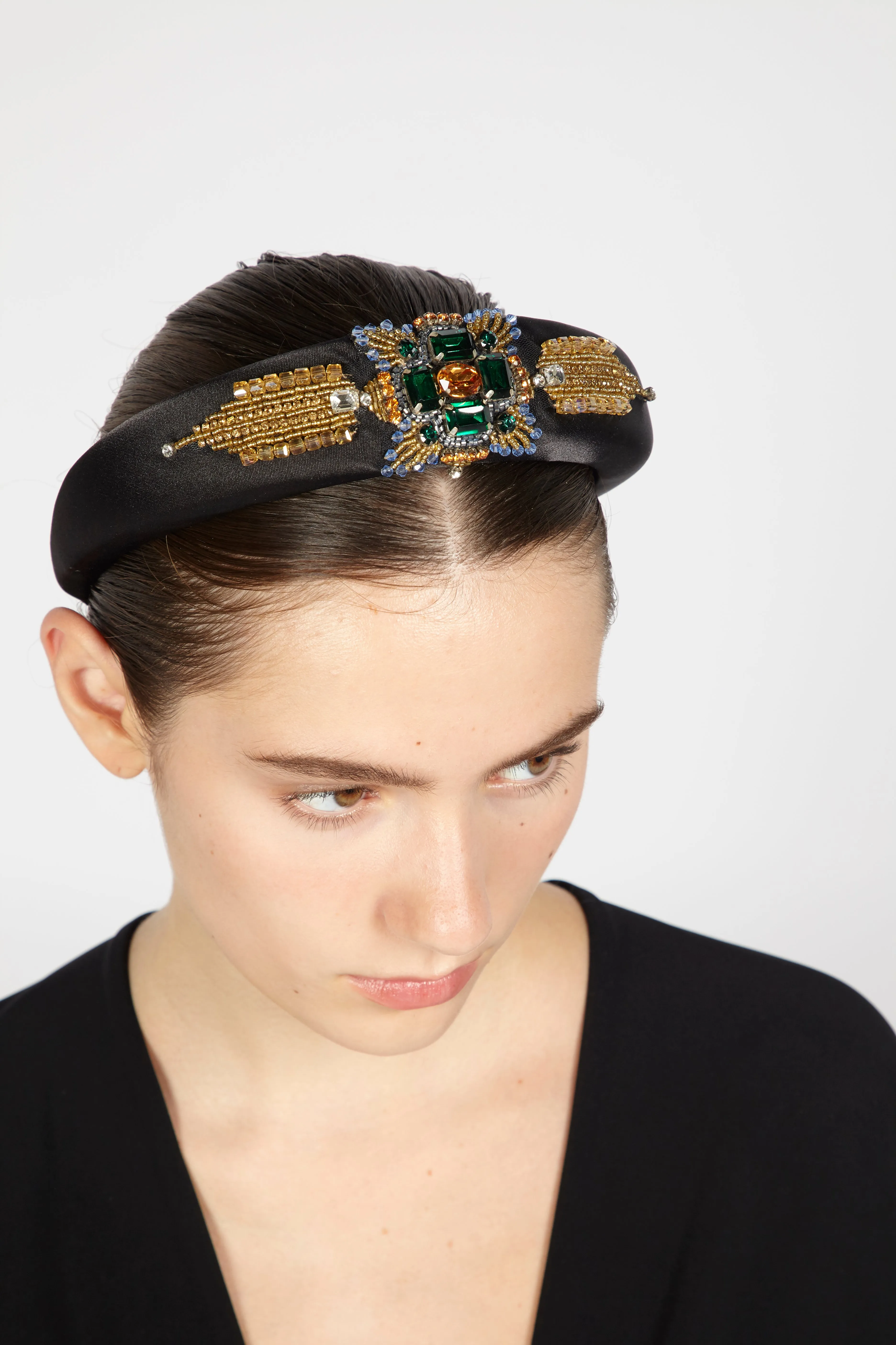 OVERSIZED EMBROIDERED HEADBAND WITH MEDALLION sold by Reem Acra product image thumbnail 2