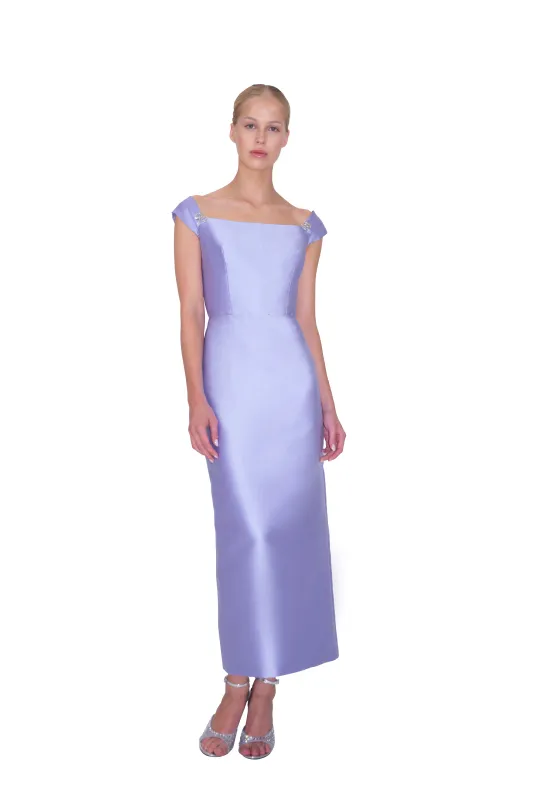 CAP SLEEVED PENCIL MIDI DRESS WITH EMBELLISHED RIBBON TRIMS sold by Reem Acra