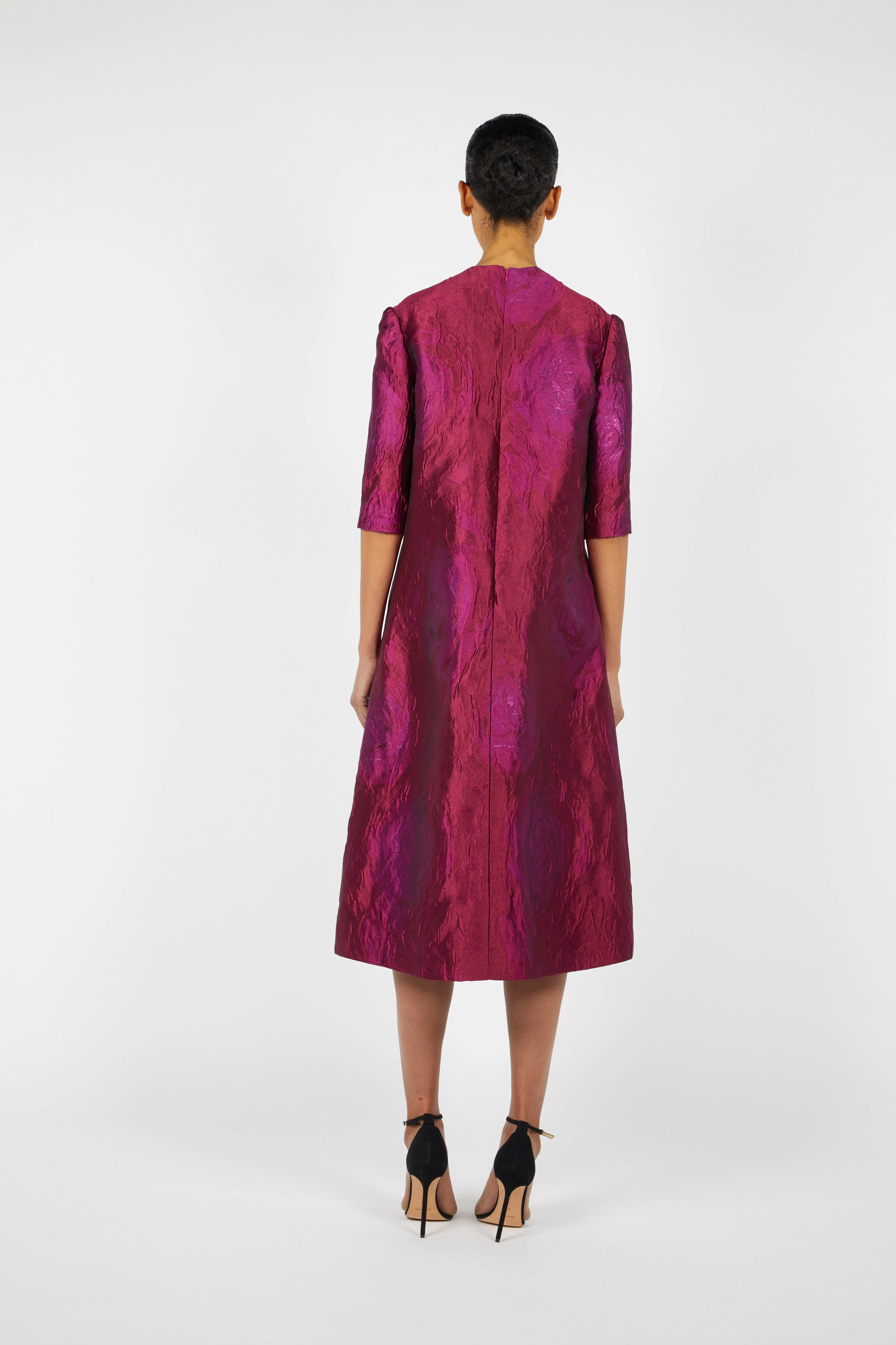 JEWEL NECK DRESS W/ SHOULDER EMBROIDERY sold by Reem Acra product image thumbnail 2