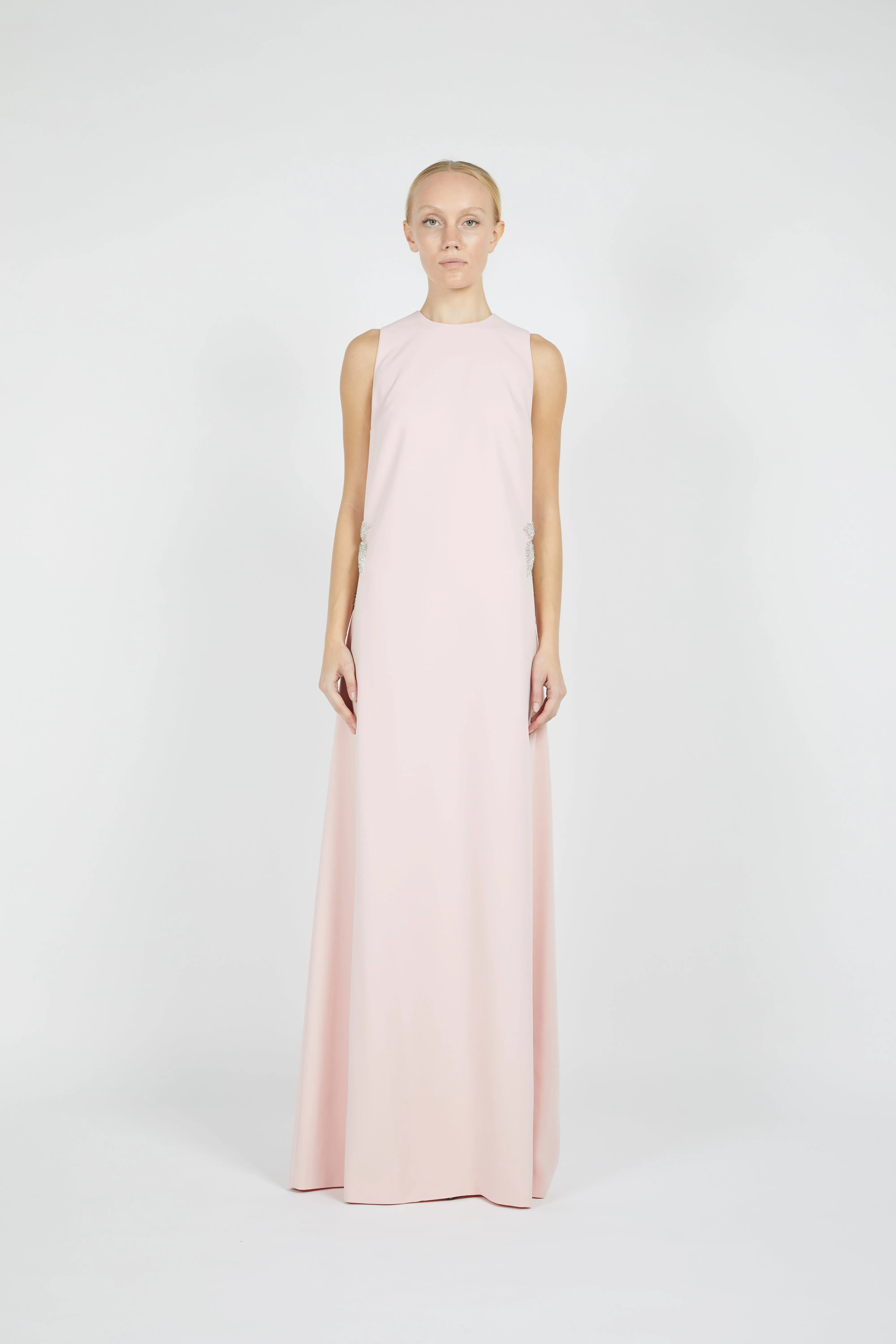 HEAVY CREPE HALTER DRESS W/ WAIST EMBROIDERY DETAIL sold by Reem Acra product image thumbnail 2