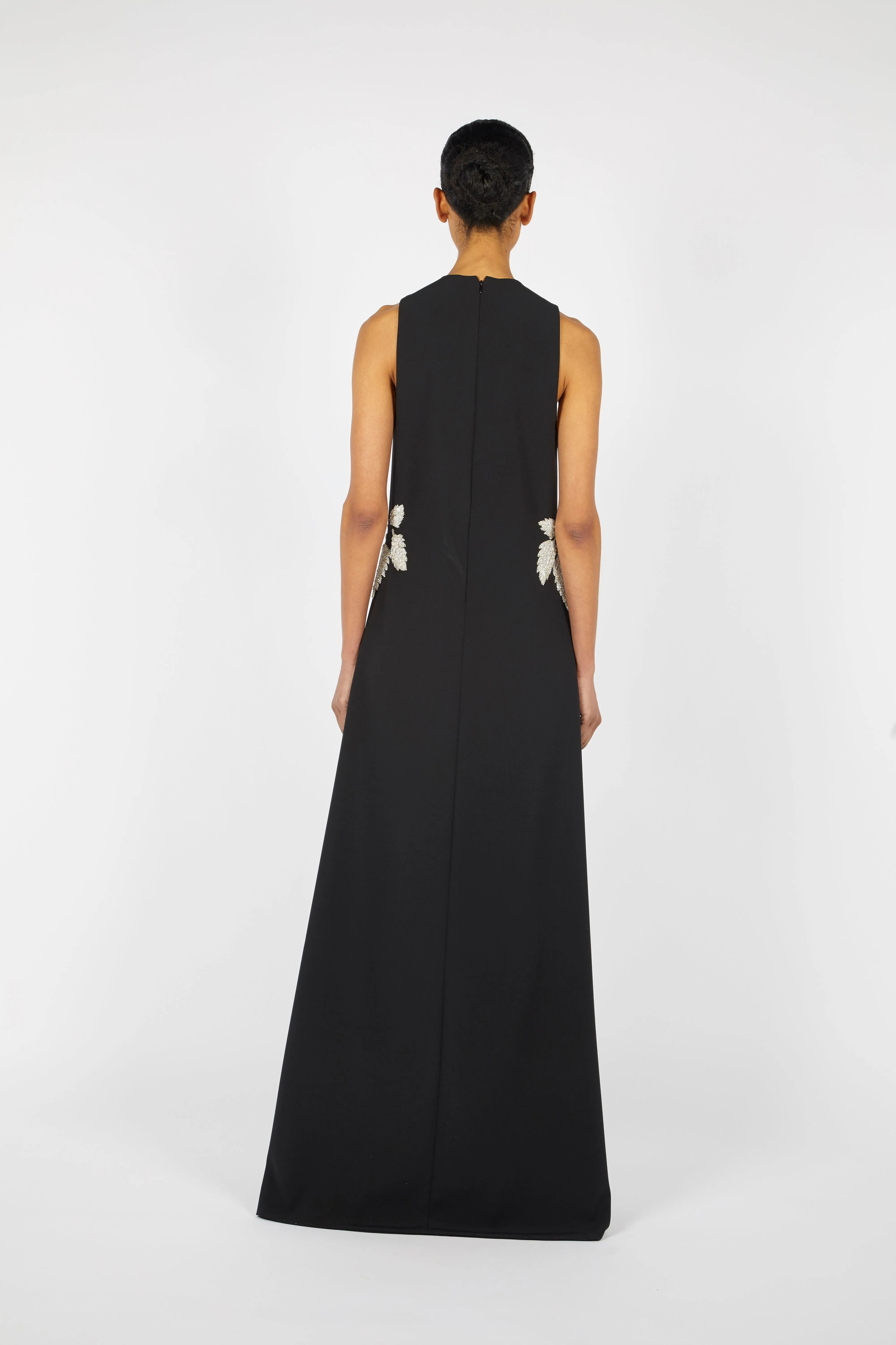 HEAVY CREPE HALTER DRESS W/ WAIST EMBROIDERY DETAIL sold by Reem Acra product image thumbnail 3