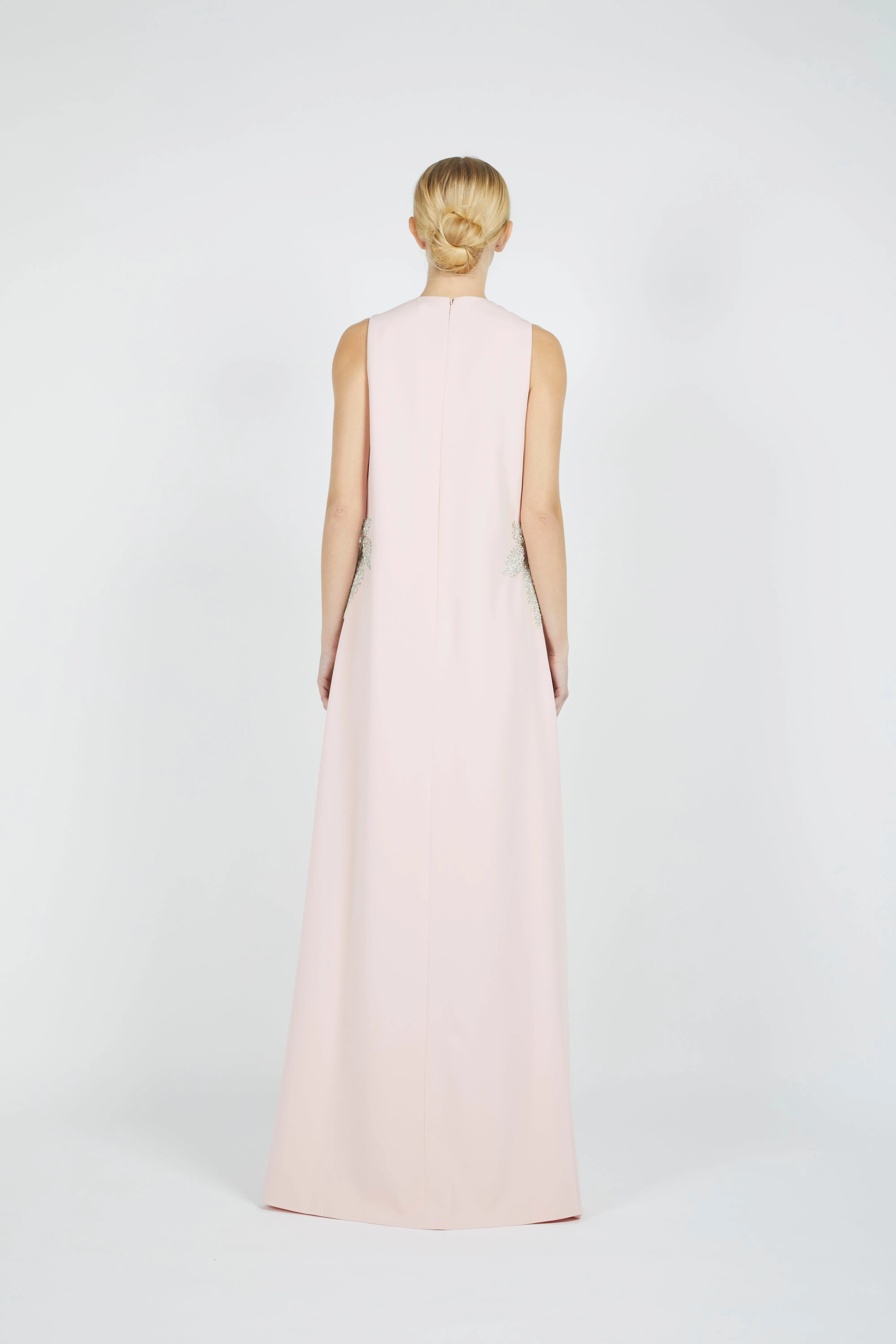 HEAVY CREPE HALTER DRESS W/ WAIST EMBROIDERY DETAIL sold by Reem Acra product image thumbnail 4