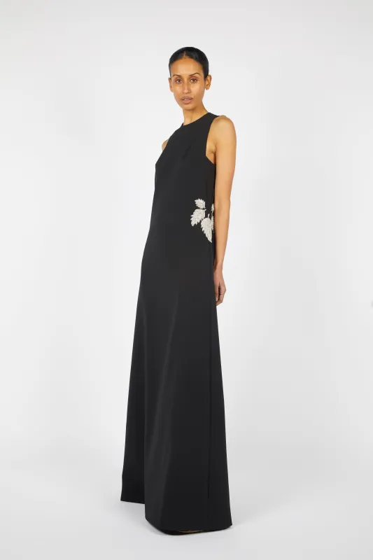 HEAVY CREPE HALTER DRESS W/ WAIST EMBROIDERY DETAIL sold by Reem Acra