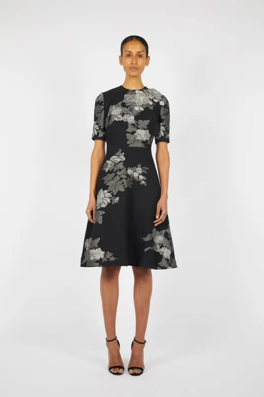 SHORT SLEEVE DRESS WITH EMBROIDERY DETAIL sold by Reem Acra