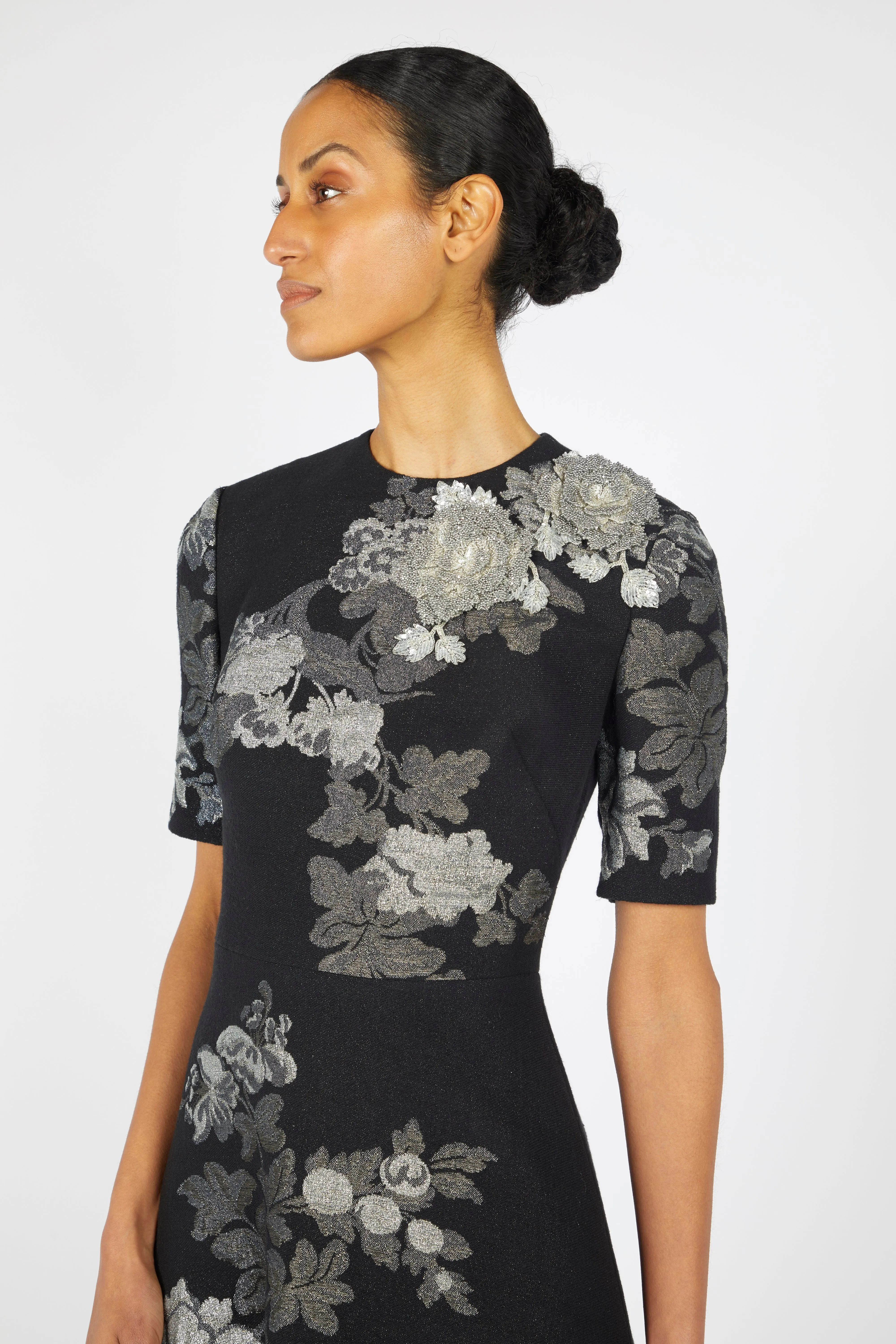 SHORT SLEEVE DRESS WITH EMBROIDERY DETAIL sold by Reem Acra product image thumbnail 3