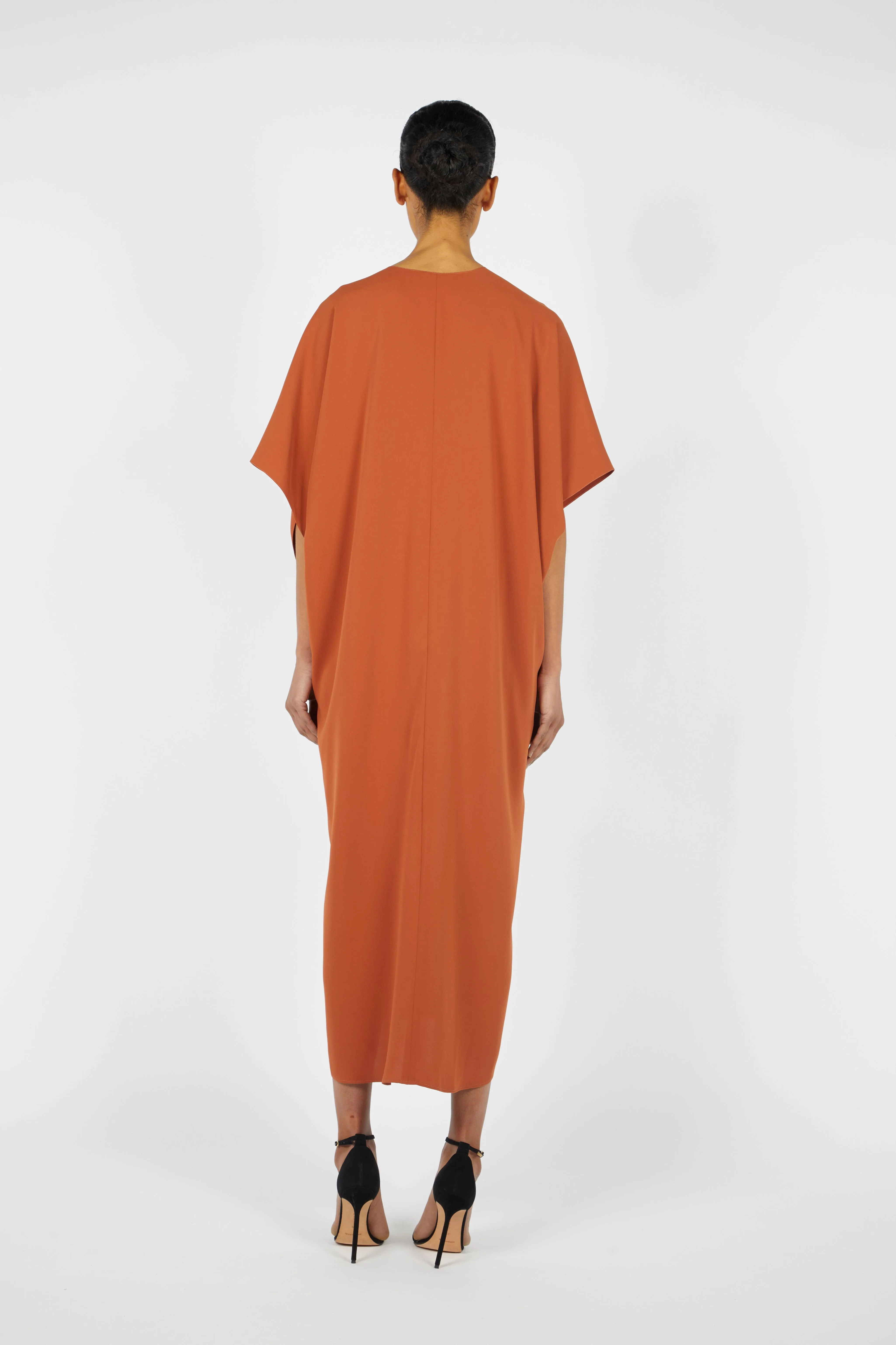 MIDI CREPE KAFTAN W/ GOLD EMBROIDERY DETAIL sold by Reem Acra product image thumbnail 2