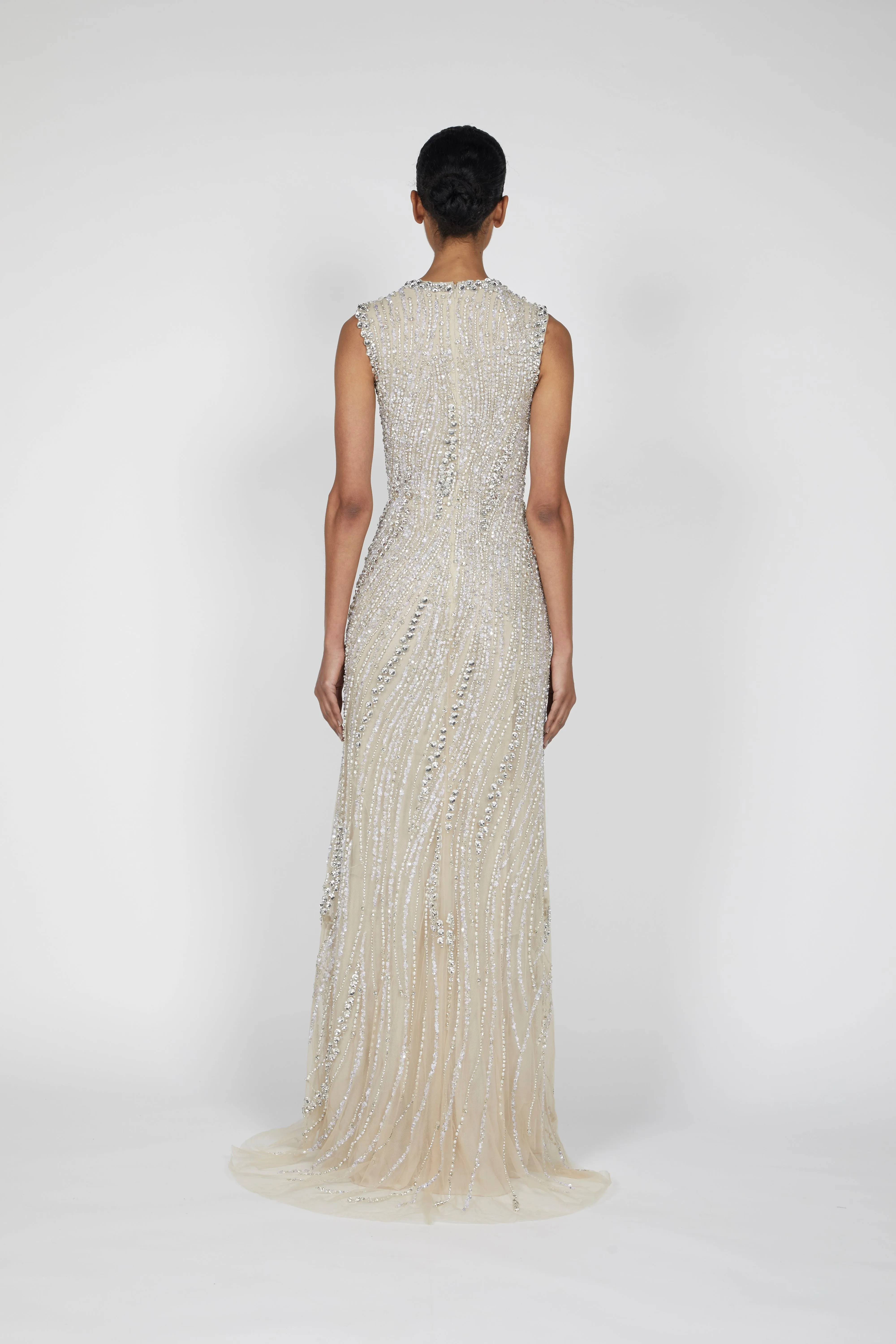 SLEEVELESS CRYSTAL AND PEARL EMBROIDERED GOWN sold by Reem Acra product image thumbnail 2