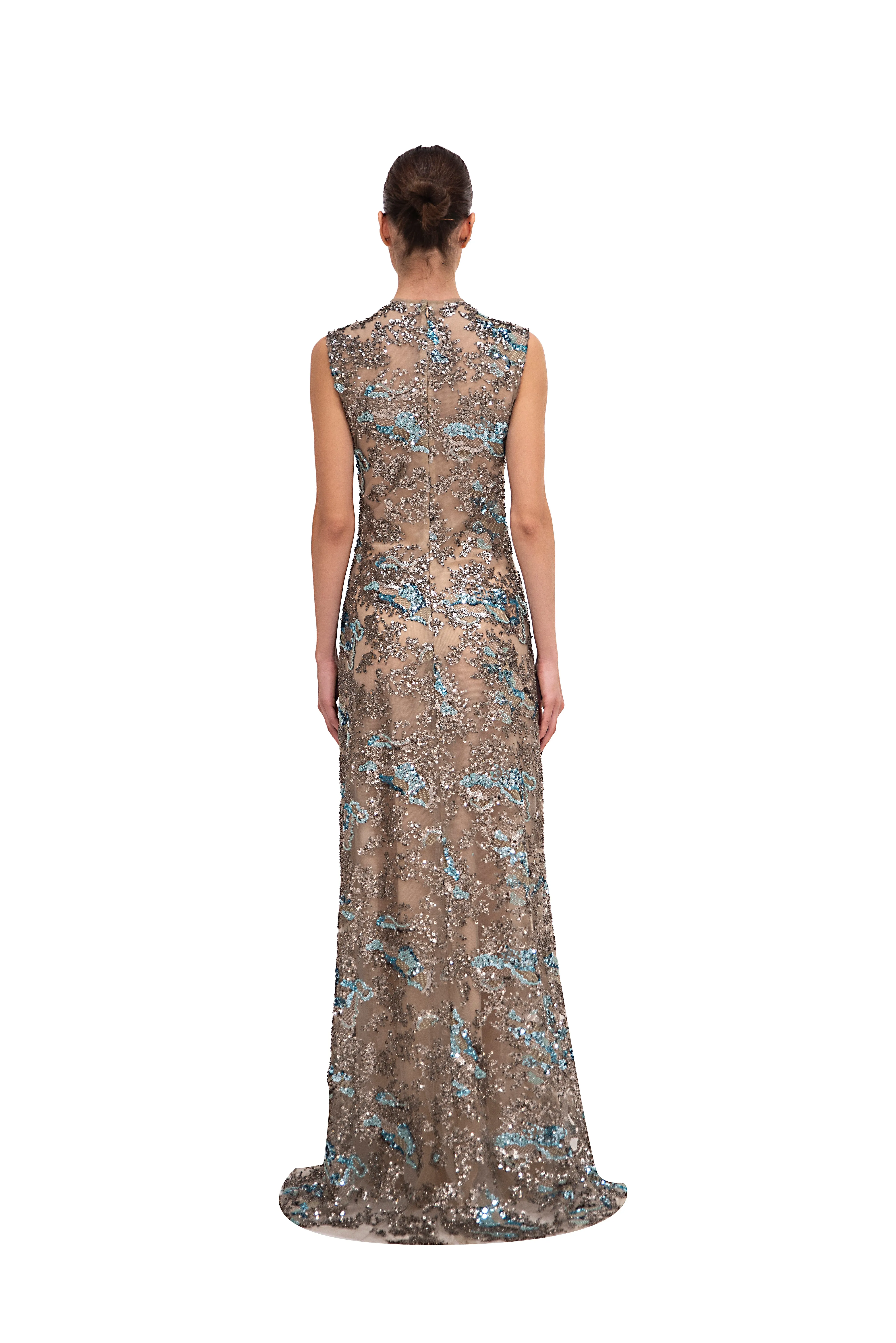 SLEEVELESS METALLIC EMBROIDERED GOWN (PRE-ORDER 8 WEEKS DELIVERY) sold by Reem Acra product image thumbnail 2