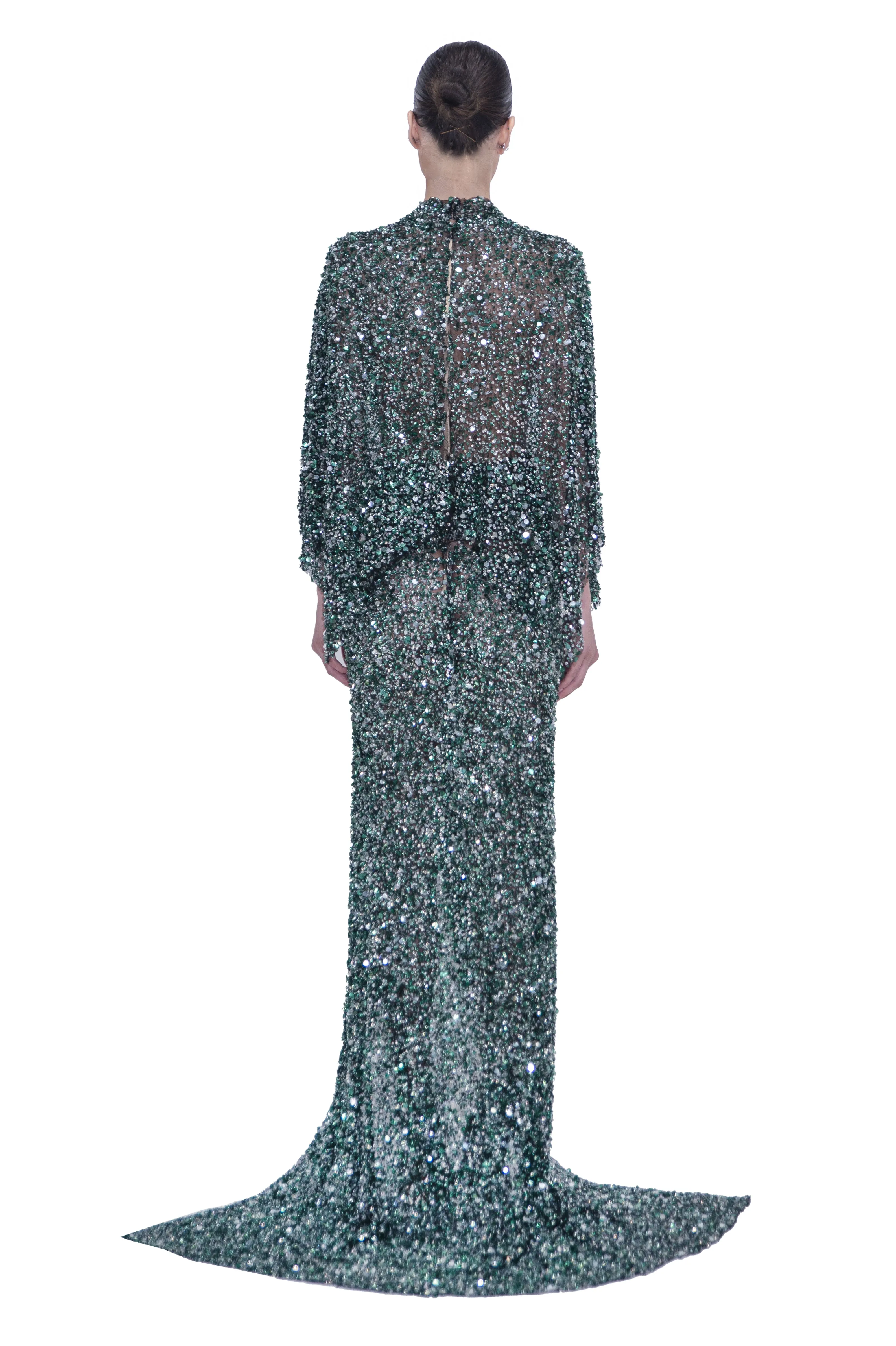 SEQUIN WRAP GOWN WITH LONG SLEEVES (PRE-ORDER 10 WEEKS DELIVERY) sold by Reem Acra product image thumbnail 2