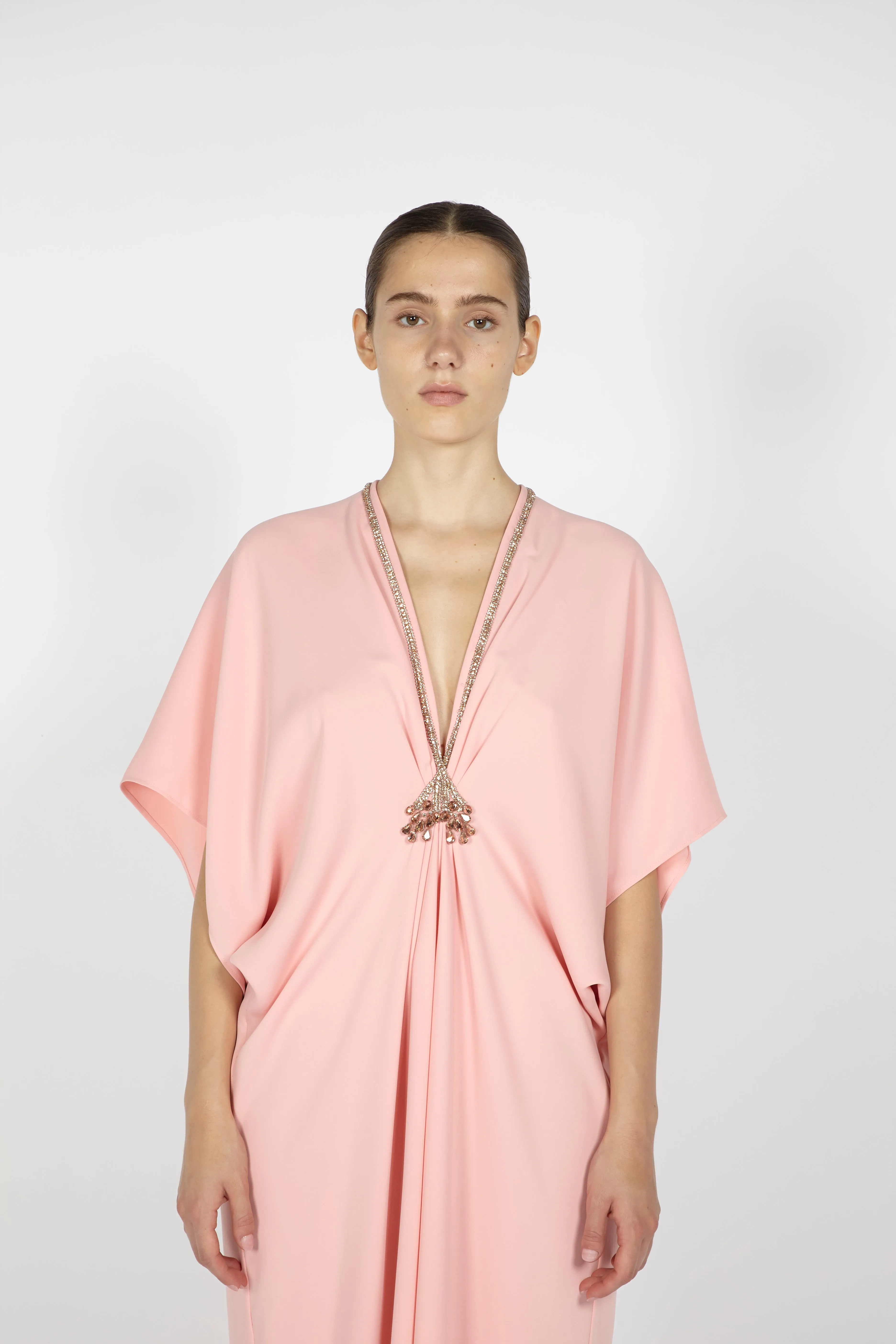 CREPE KAFTAN WITH EMBROIDERED DETAIL sold by Reem Acra product image thumbnail 3