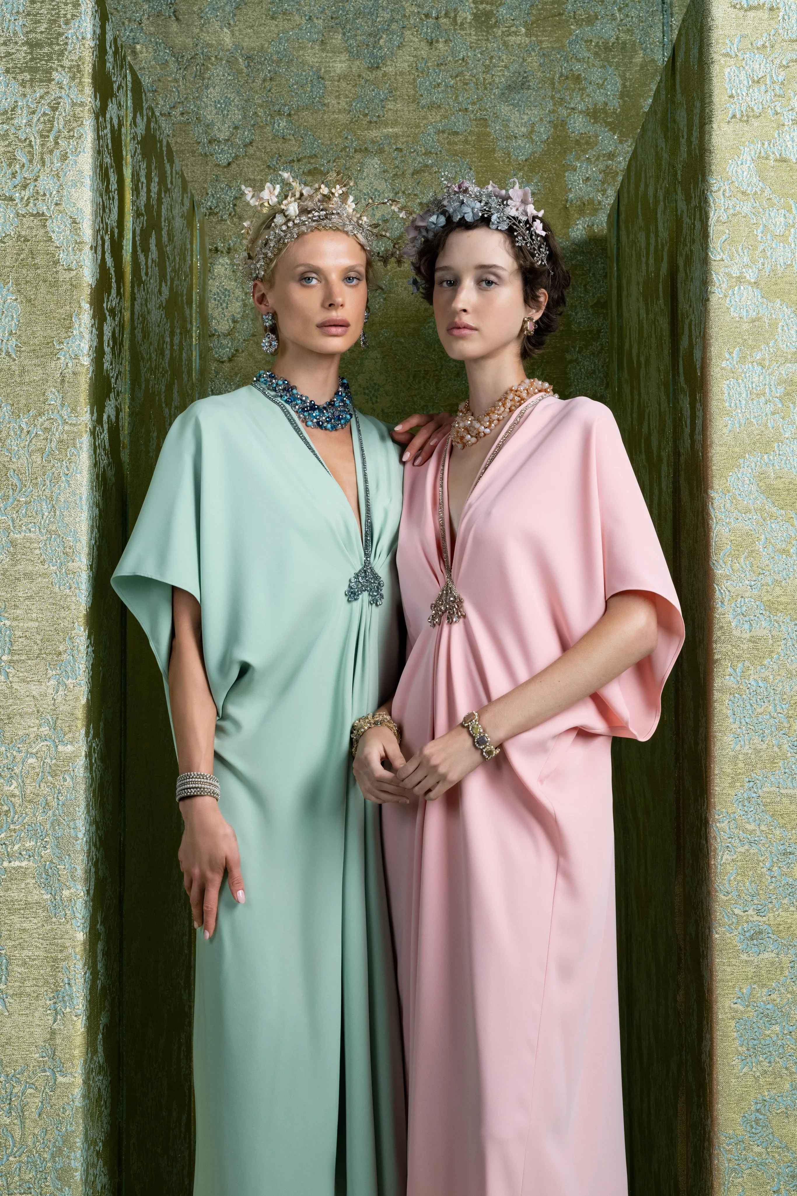 CREPE KAFTAN WITH EMBROIDERED DETAIL sold by Reem Acra product image thumbnail 2