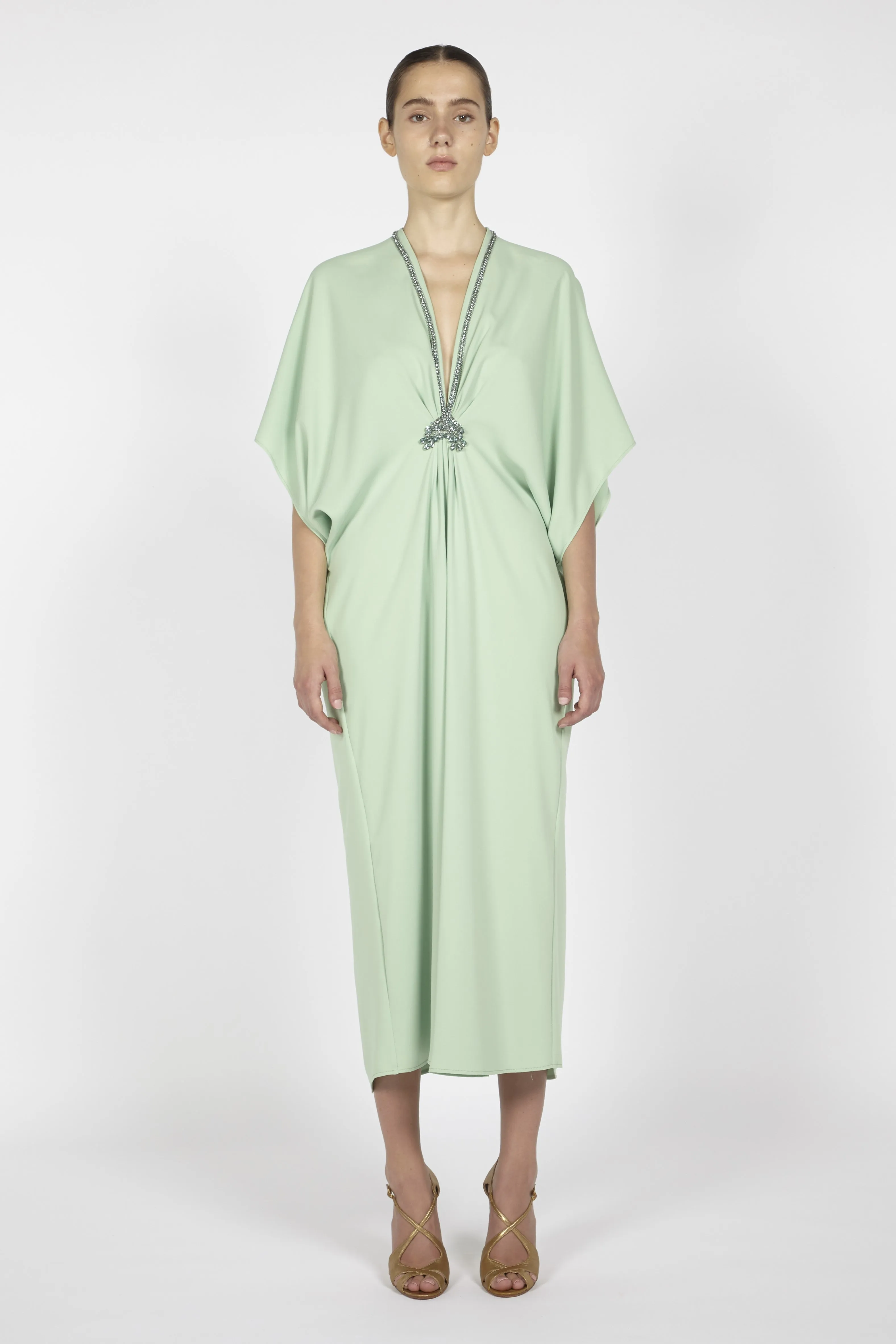 CREPE KAFTAN WITH EMBROIDERED DETAIL sold by Reem Acra