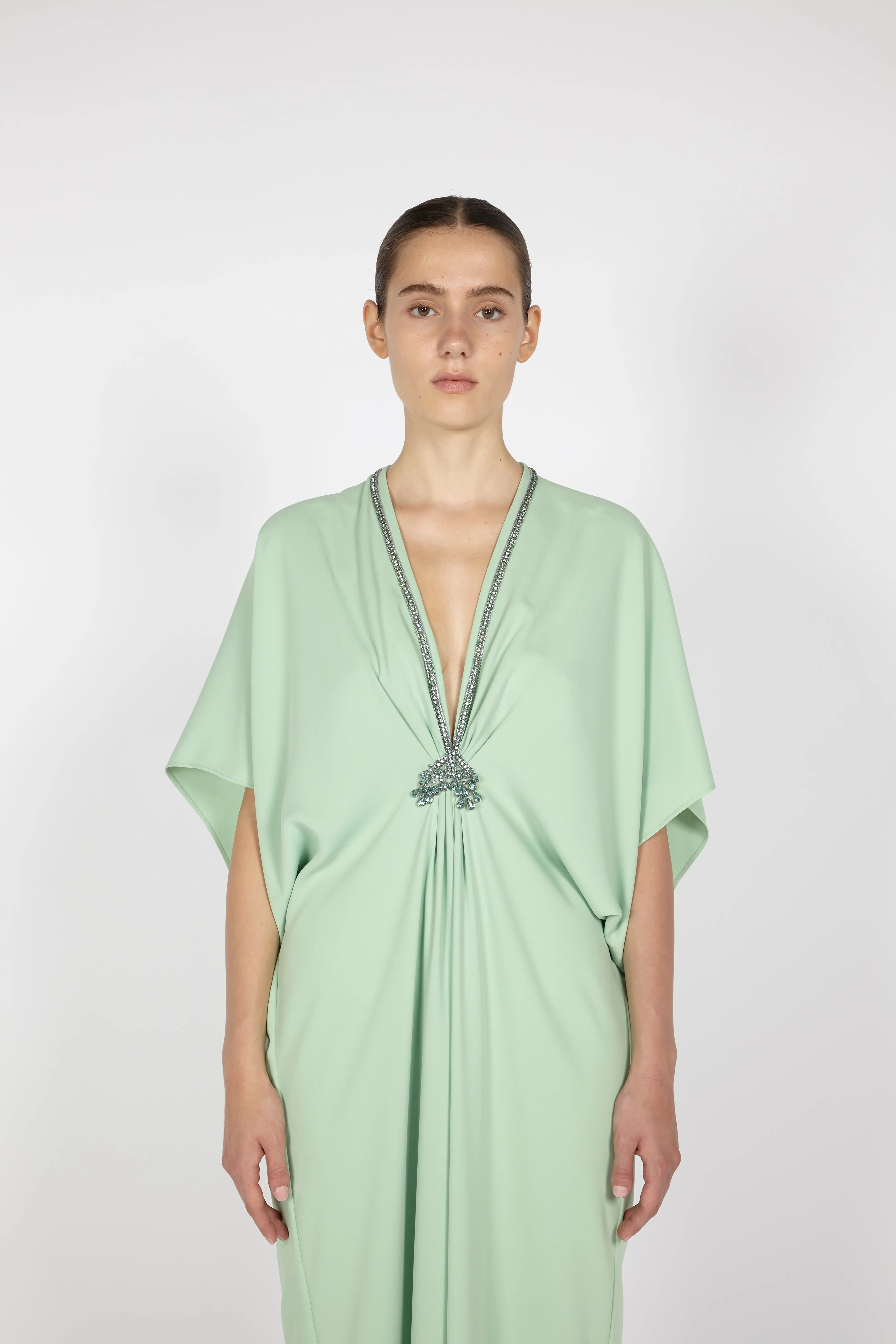 CREPE KAFTAN WITH EMBROIDERED DETAIL sold by Reem Acra product image thumbnail 3