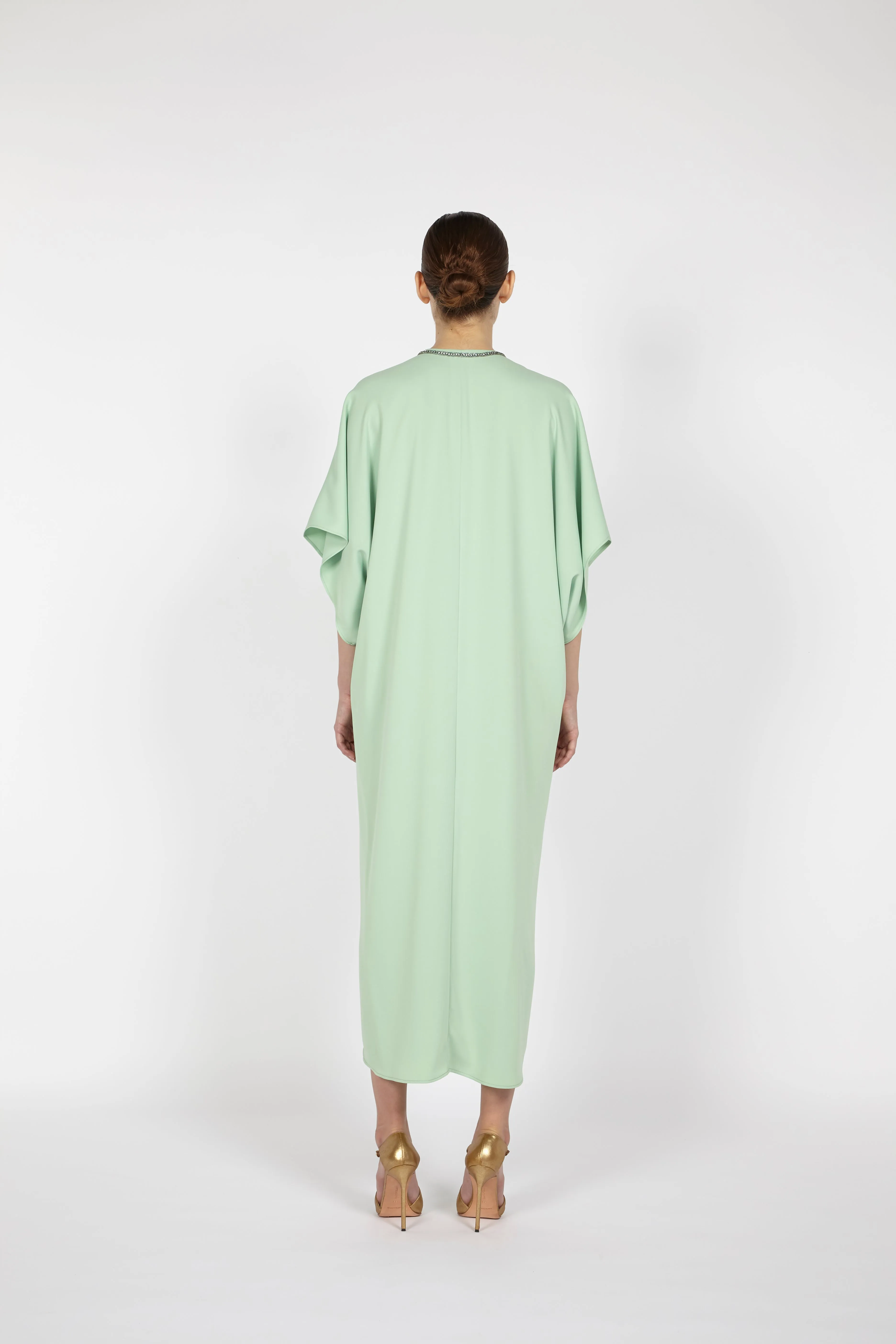 CREPE KAFTAN WITH EMBROIDERED DETAIL sold by Reem Acra product image thumbnail 4