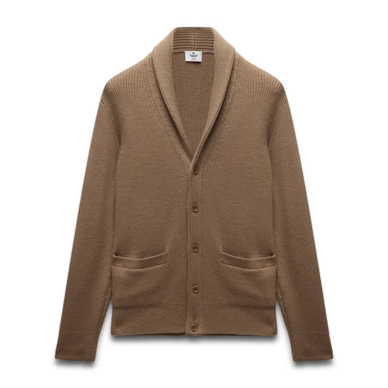 Merino Rib Vinnie Shawl Cardigan sold by Reigning Champ
