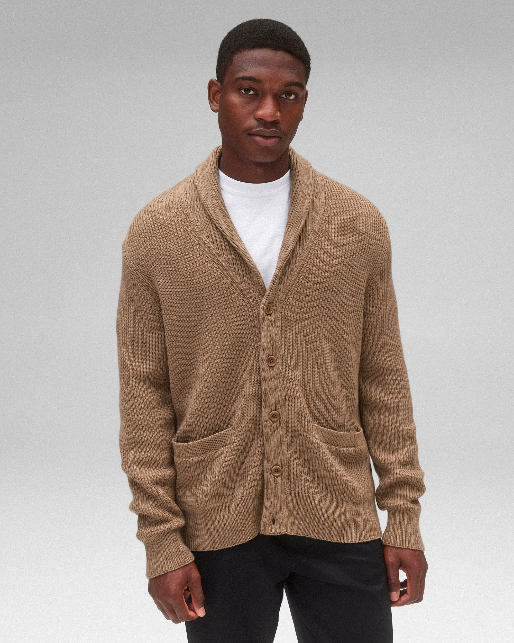 Merino Rib Vinnie Shawl Cardigan sold by Reigning Champ product image thumbnail 2