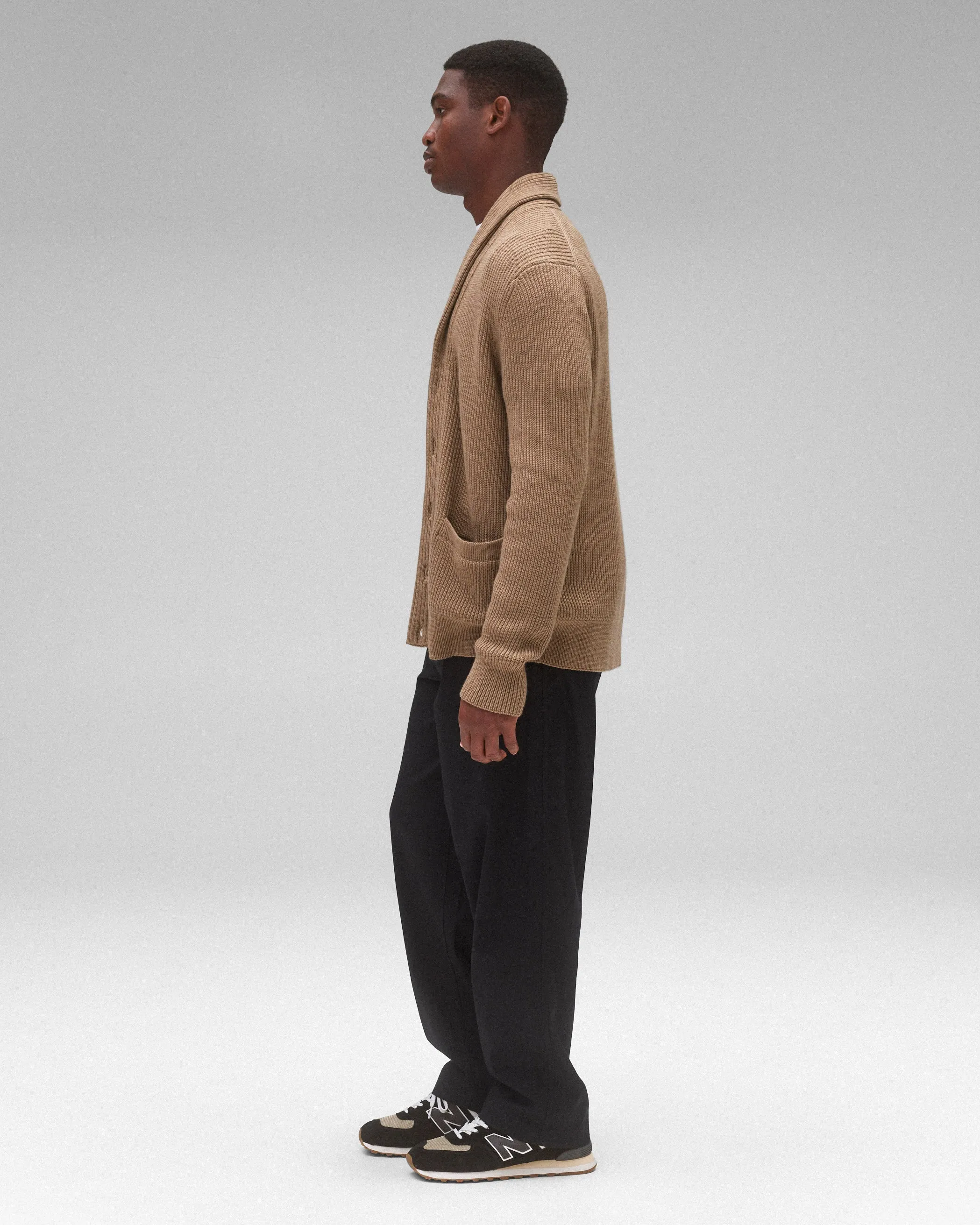 Merino Rib Vinnie Shawl Cardigan sold by Reigning Champ product image thumbnail 4
