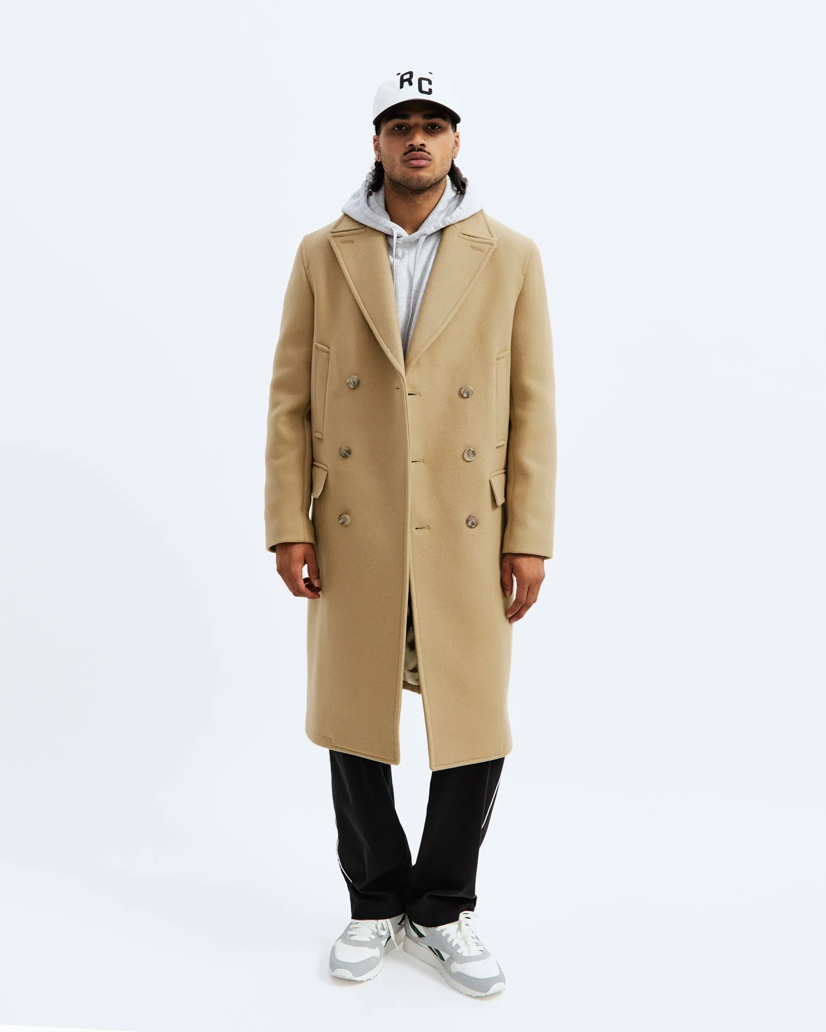 ジャケット・アウター BYBLOS DOUBLE-BREASTED MELTON WOOL COAT BYBLOS Double-Breasted Melton Wool Coat