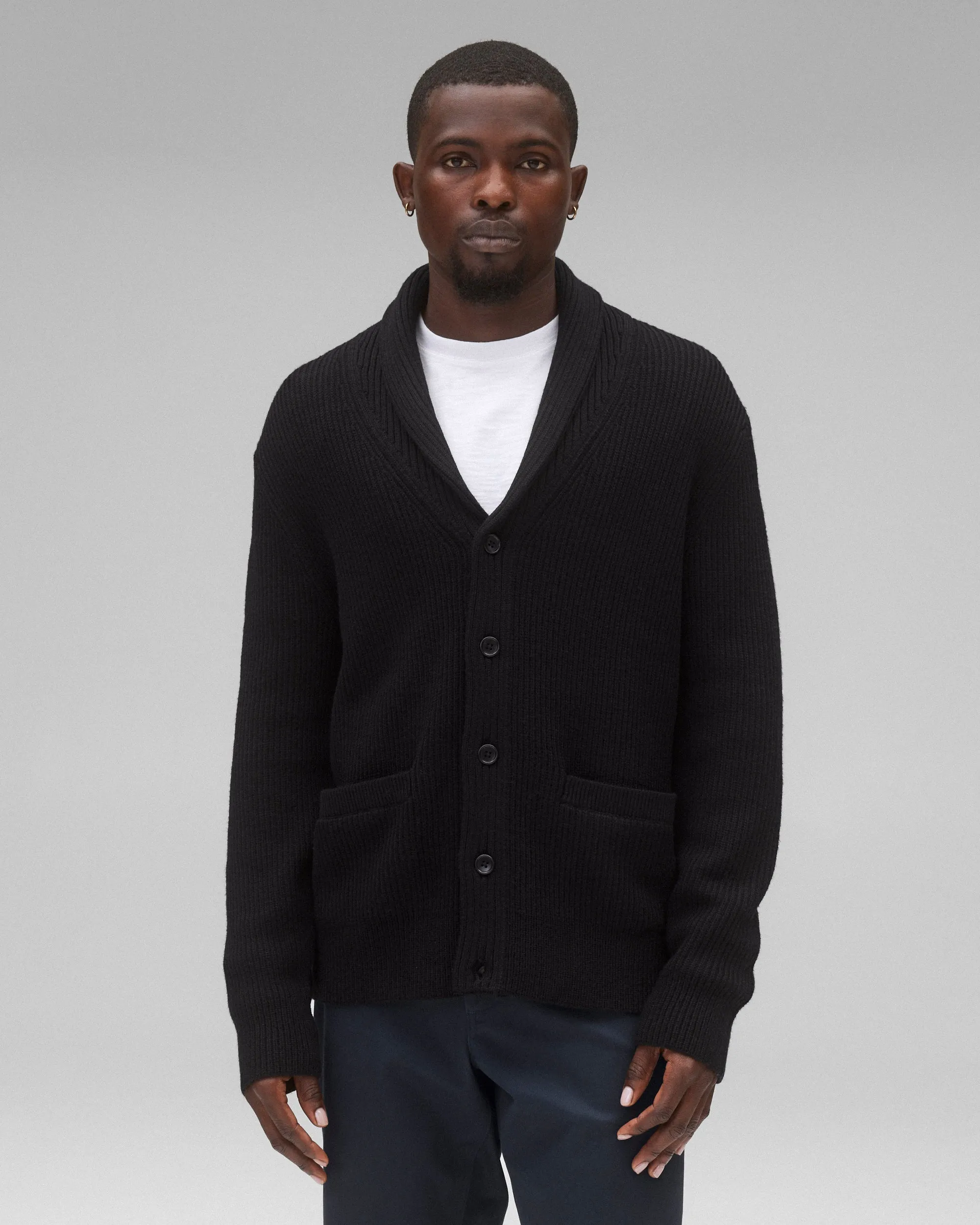 Merino Rib Vinnie Shawl Cardigan sold by Reigning Champ product image thumbnail 2