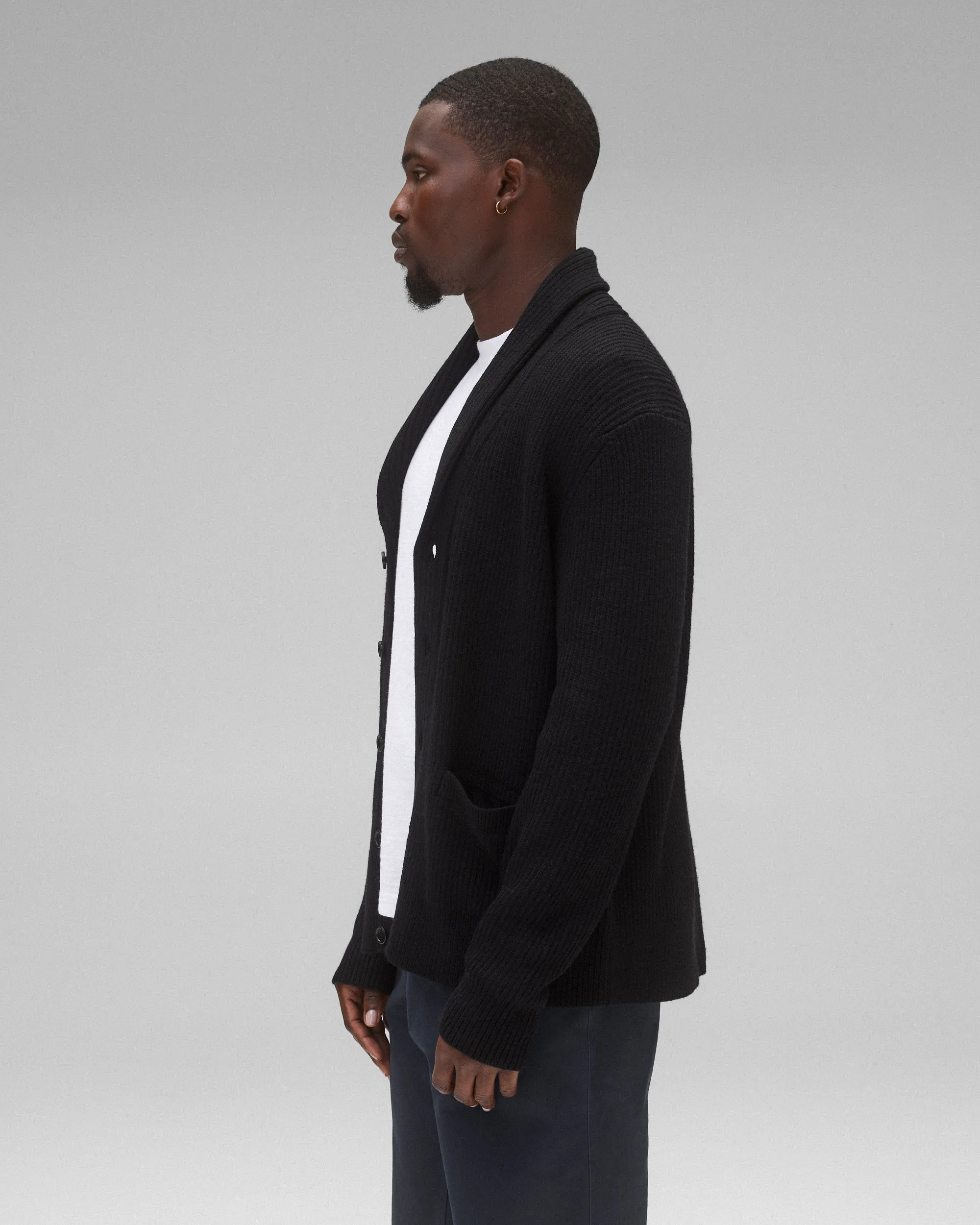 Merino Rib Vinnie Shawl Cardigan sold by Reigning Champ product image thumbnail 3
