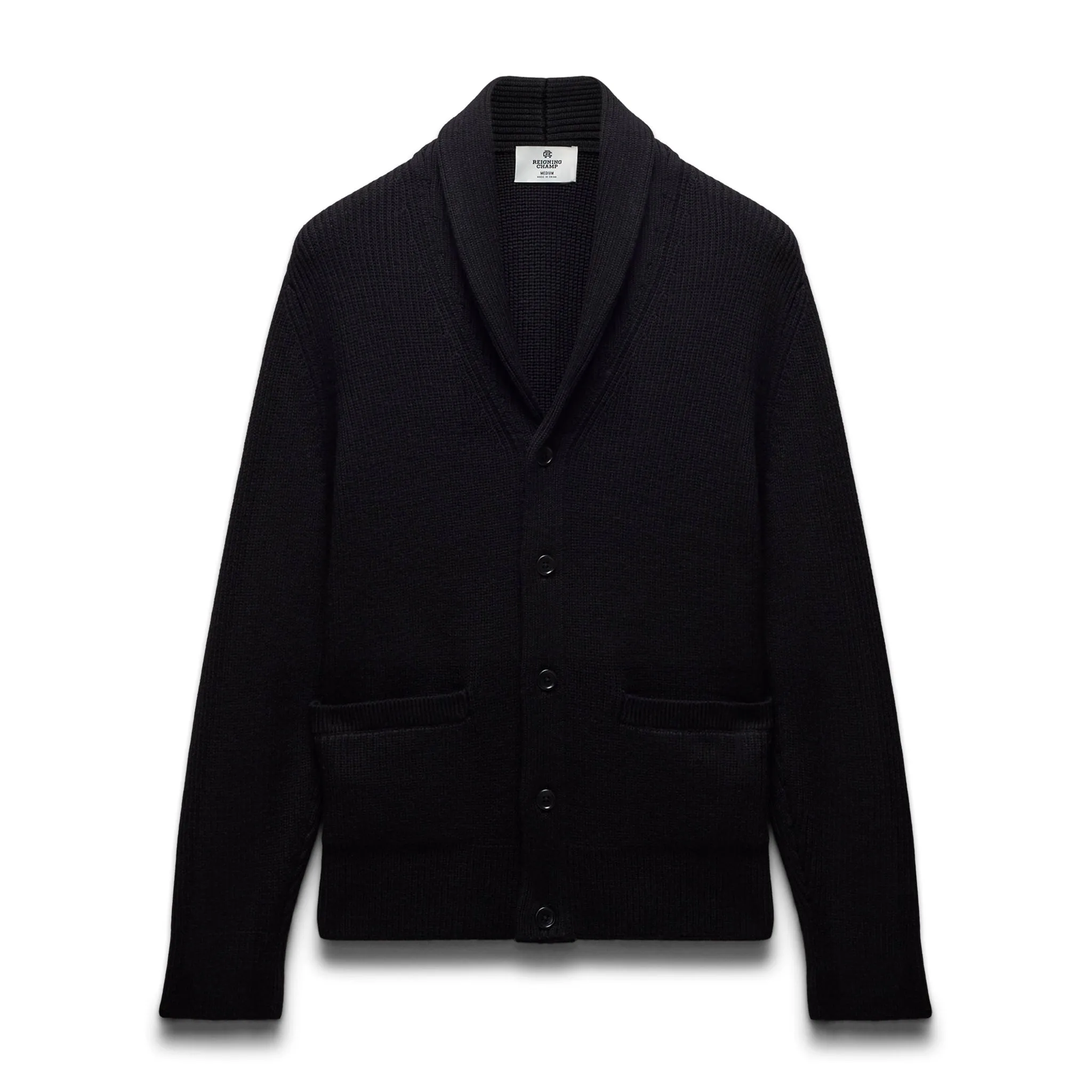 Merino Rib Vinnie Shawl Cardigan sold by Reigning Champ