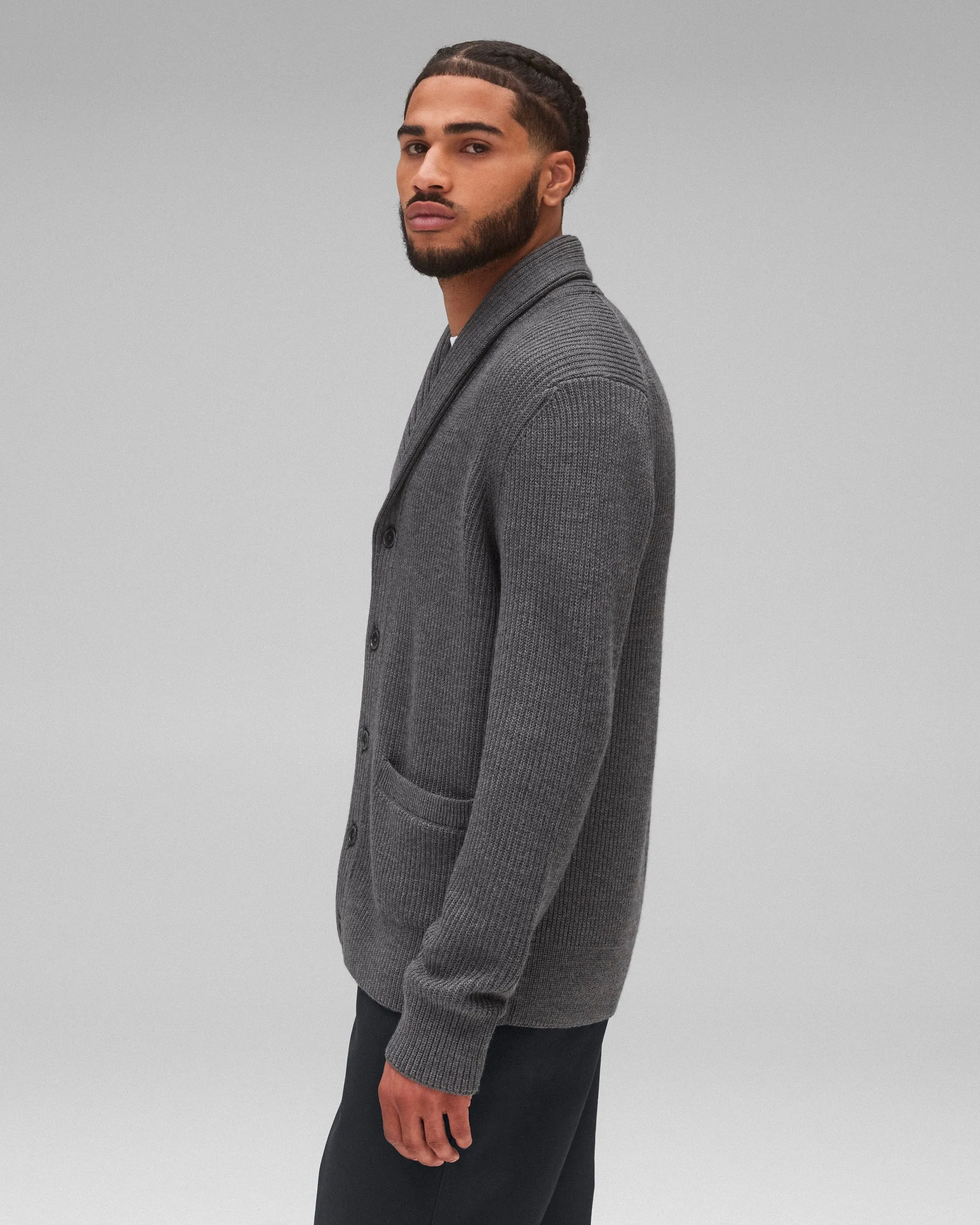Merino Rib Vinnie Shawl Cardigan sold by Reigning Champ product image thumbnail 3