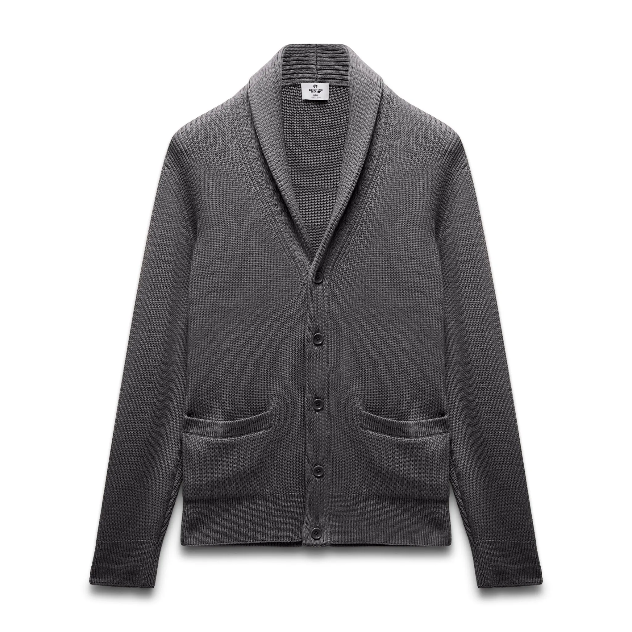 Merino Rib Vinnie Shawl Cardigan sold by Reigning Champ