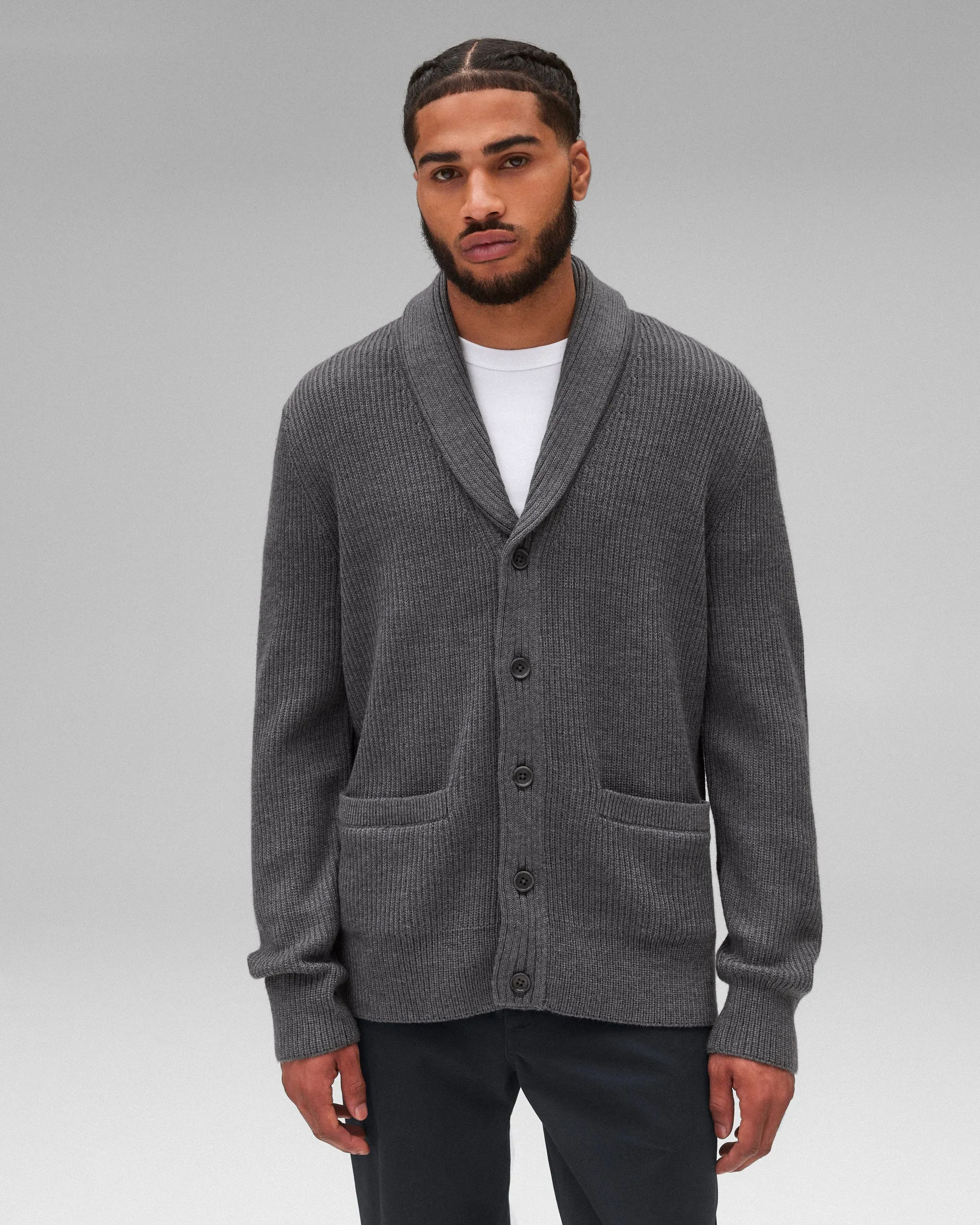 Merino Rib Vinnie Shawl Cardigan sold by Reigning Champ product image thumbnail 2
