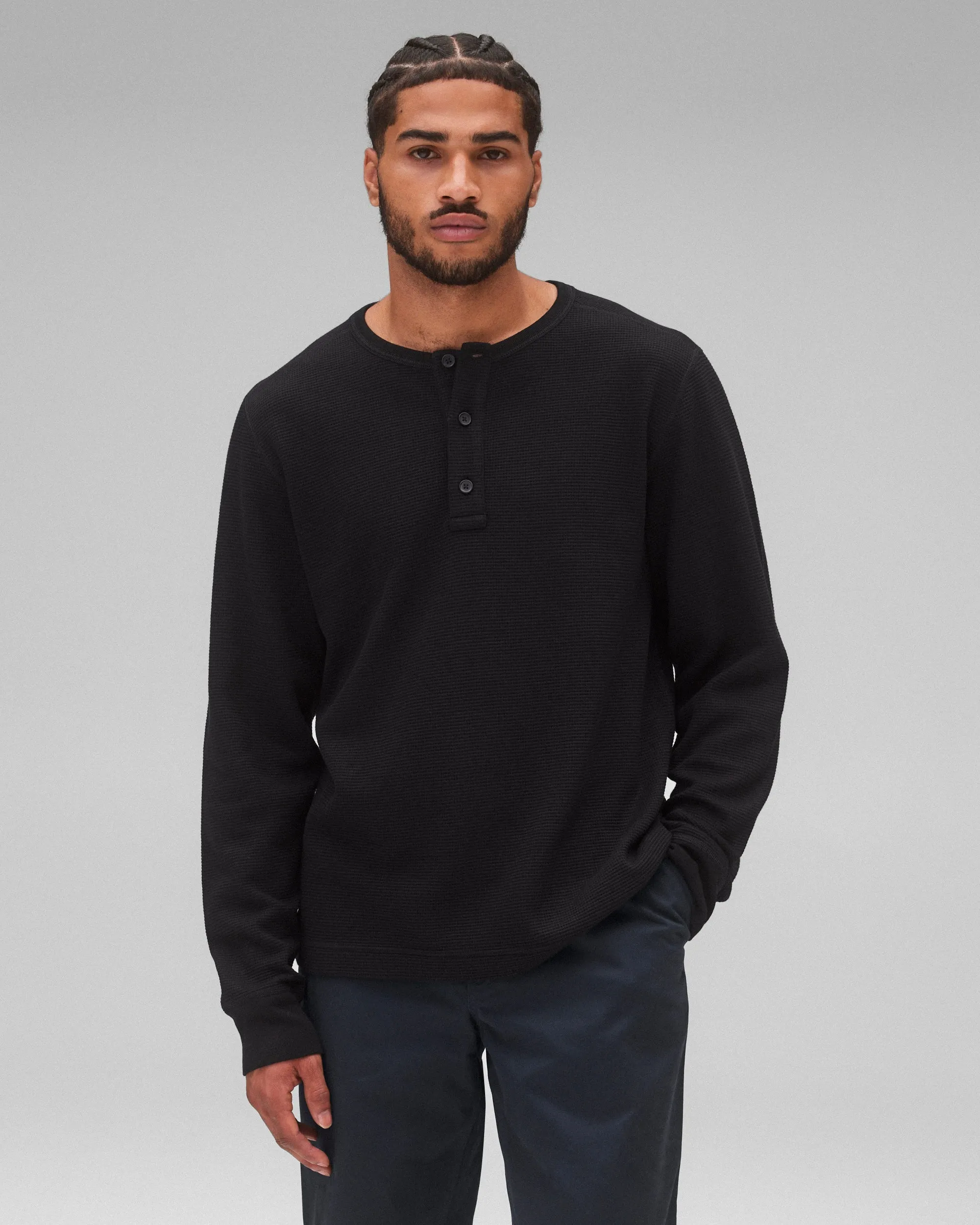 Lightweight Waffle Standard Henley sold by Reigning Champ product image thumbnail 2