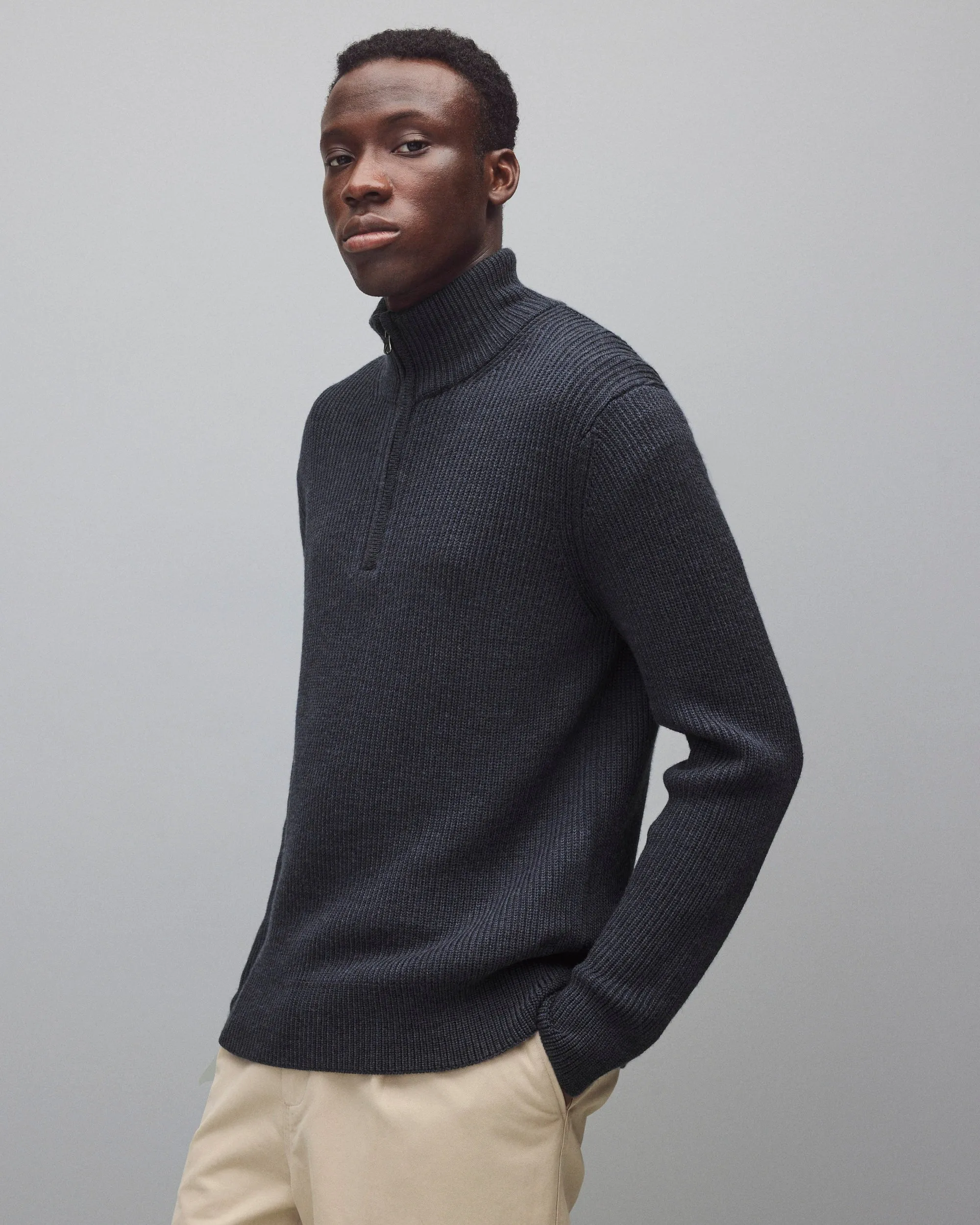 Merino Rib Vinnie Quarter Zip sold by Reigning Champ product image thumbnail 4