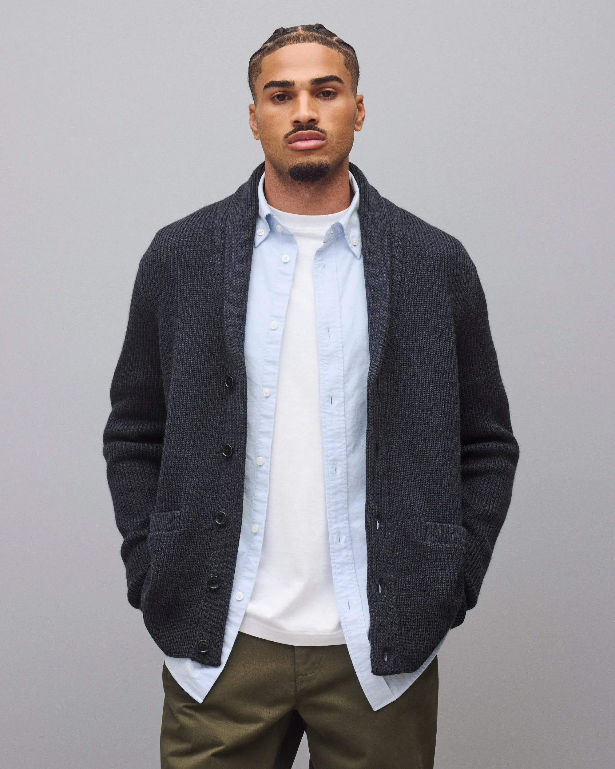 Merino Rib Vinnie Shawl Cardigan sold by Reigning Champ product image thumbnail 2