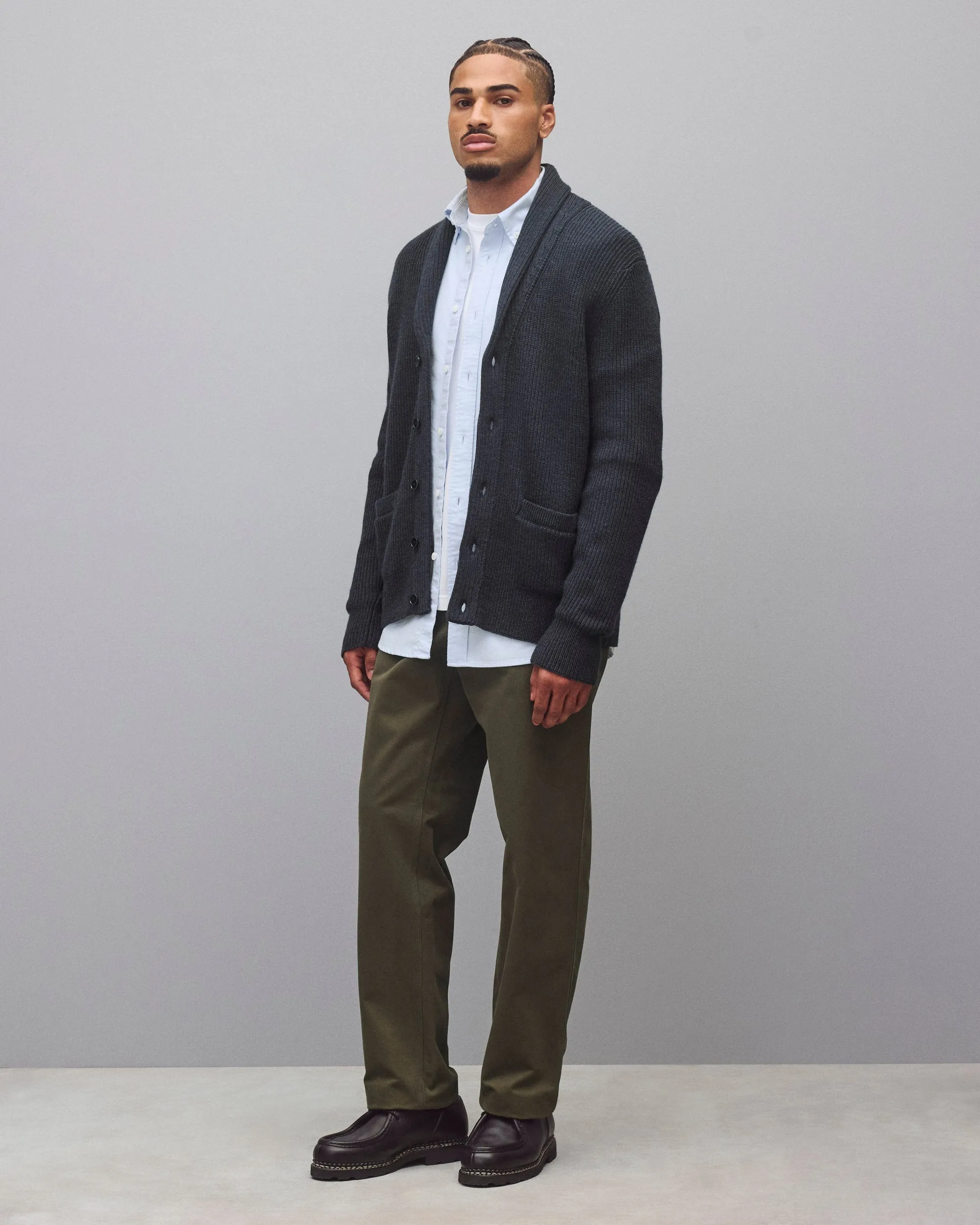 Merino Rib Vinnie Shawl Cardigan sold by Reigning Champ product image thumbnail 3