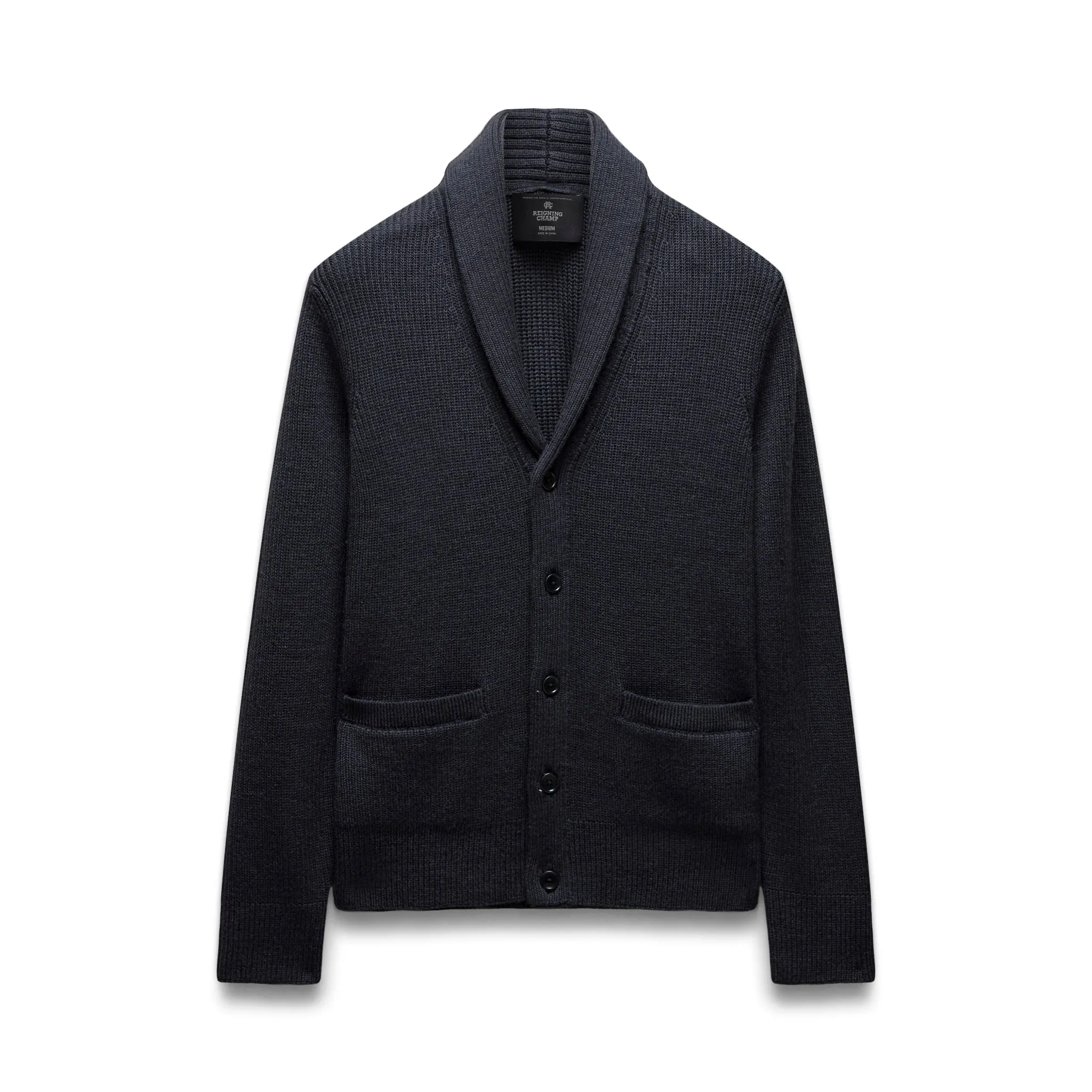 Merino Rib Vinnie Shawl Cardigan sold by Reigning Champ
