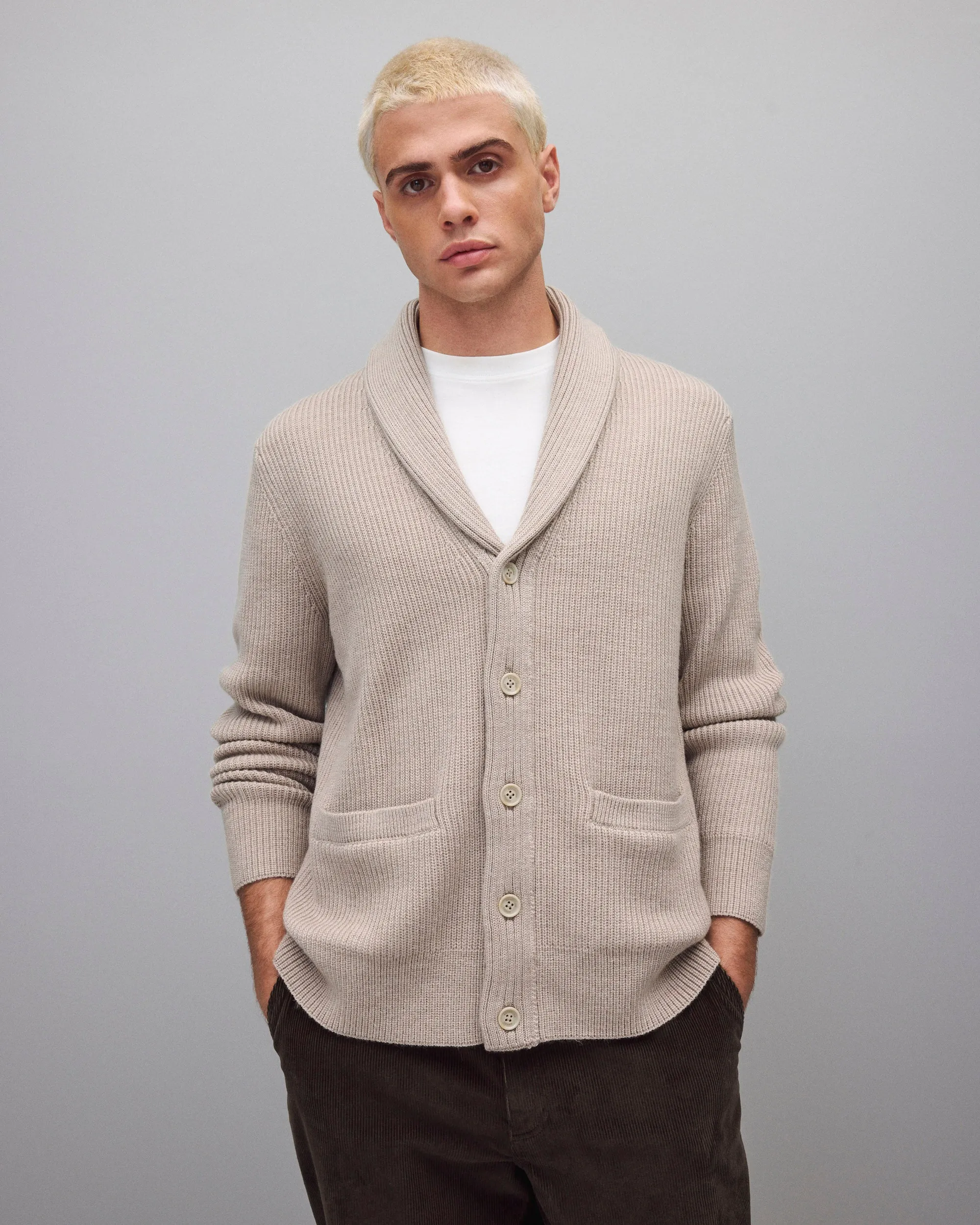 Merino Rib Vinnie Shawl Cardigan sold by Reigning Champ product image thumbnail 2
