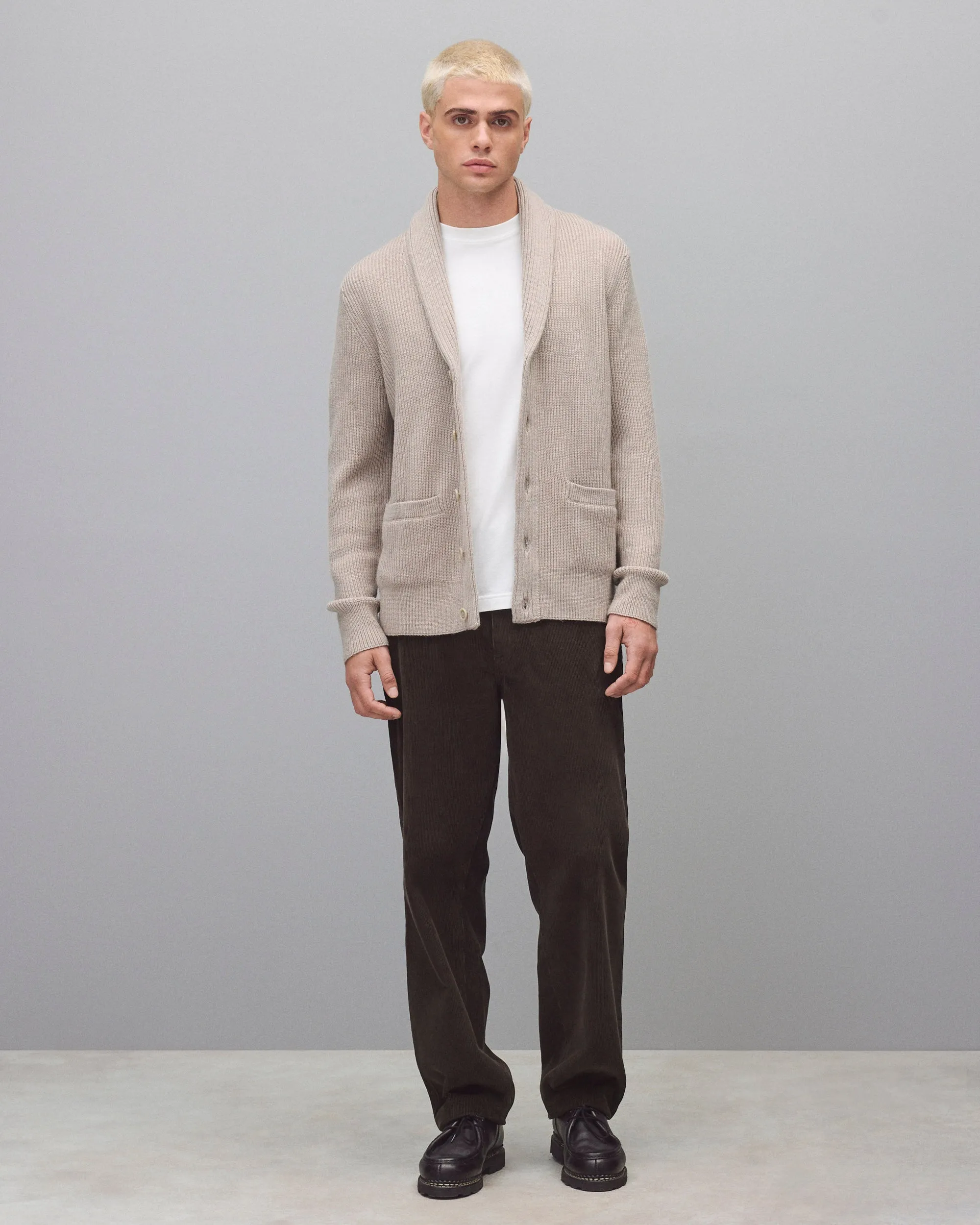Merino Rib Vinnie Shawl Cardigan sold by Reigning Champ product image thumbnail 3