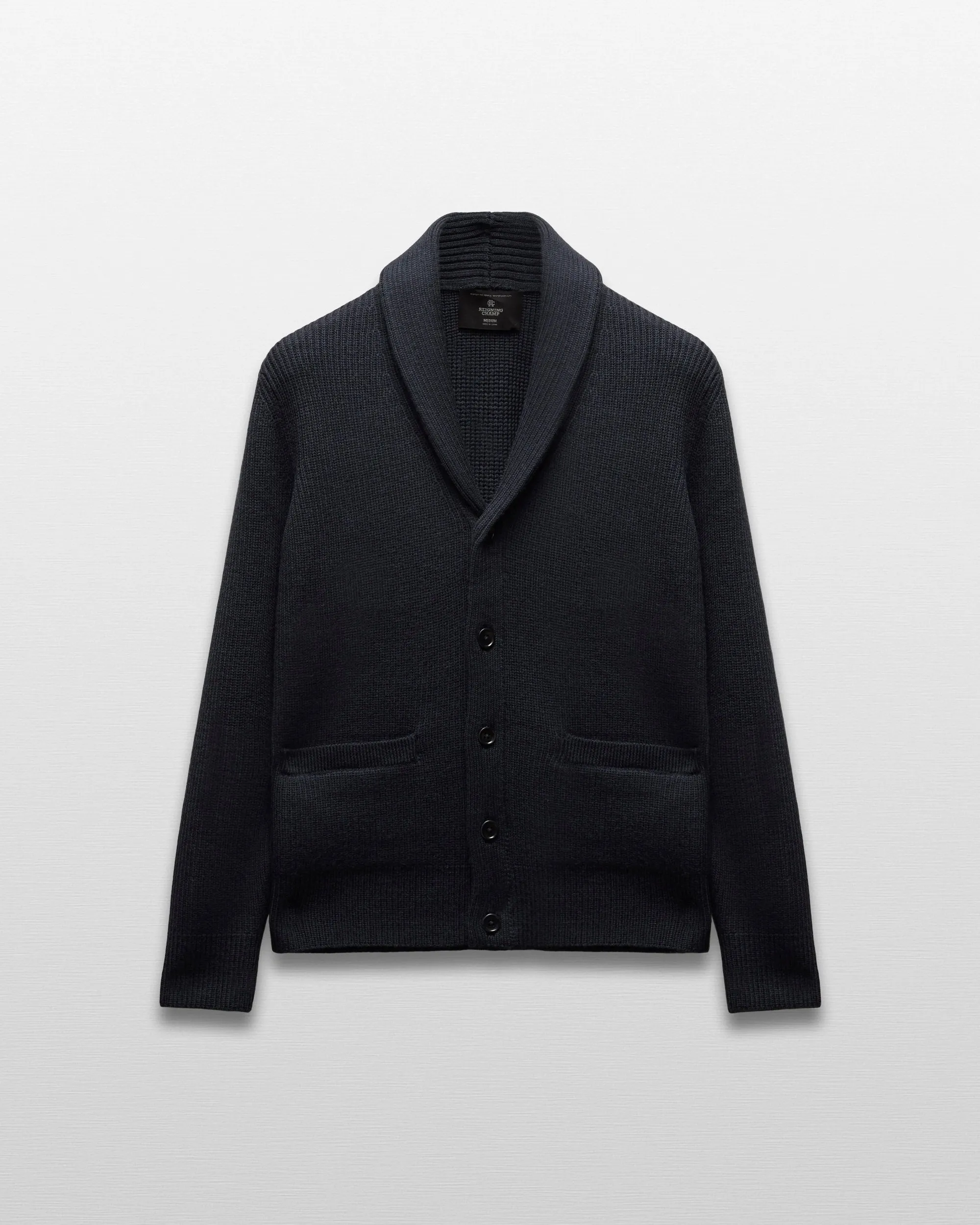 Merino Rib Vinnie Shawl Cardigan sold by Reigning Champ product image thumbnail 5