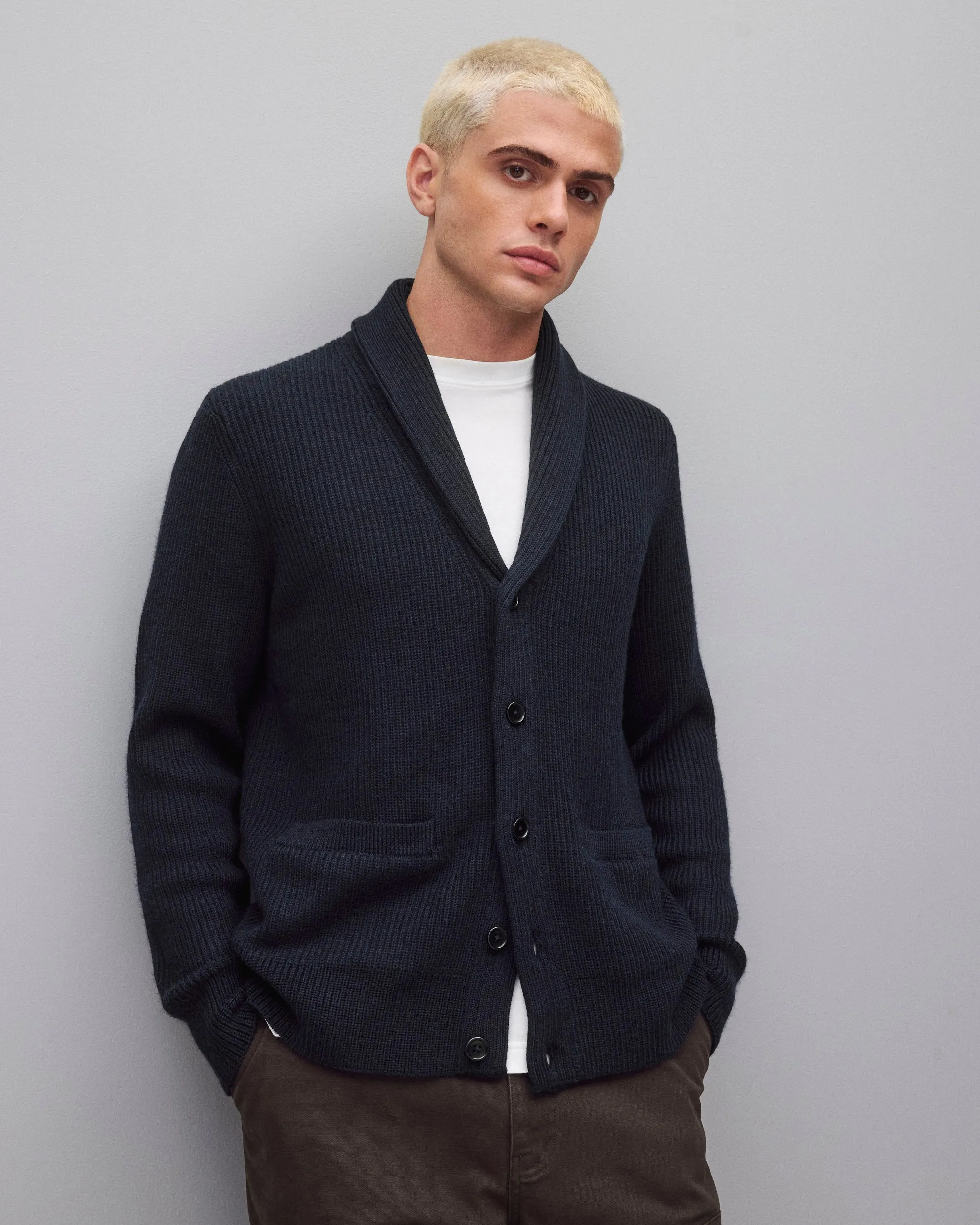 Merino Rib Vinnie Shawl Cardigan sold by Reigning Champ product image thumbnail 2
