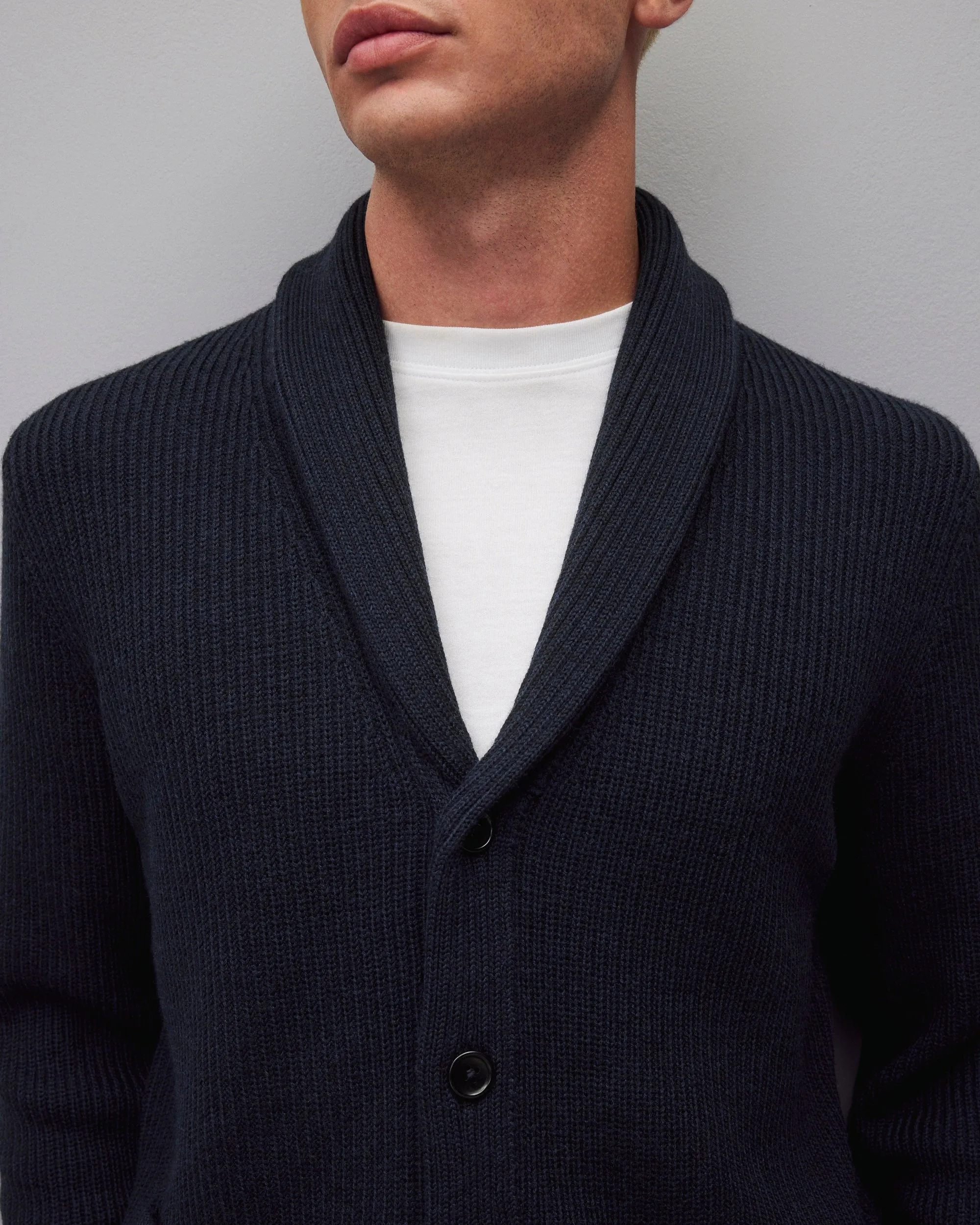 Merino Rib Vinnie Shawl Cardigan sold by Reigning Champ product image thumbnail 4