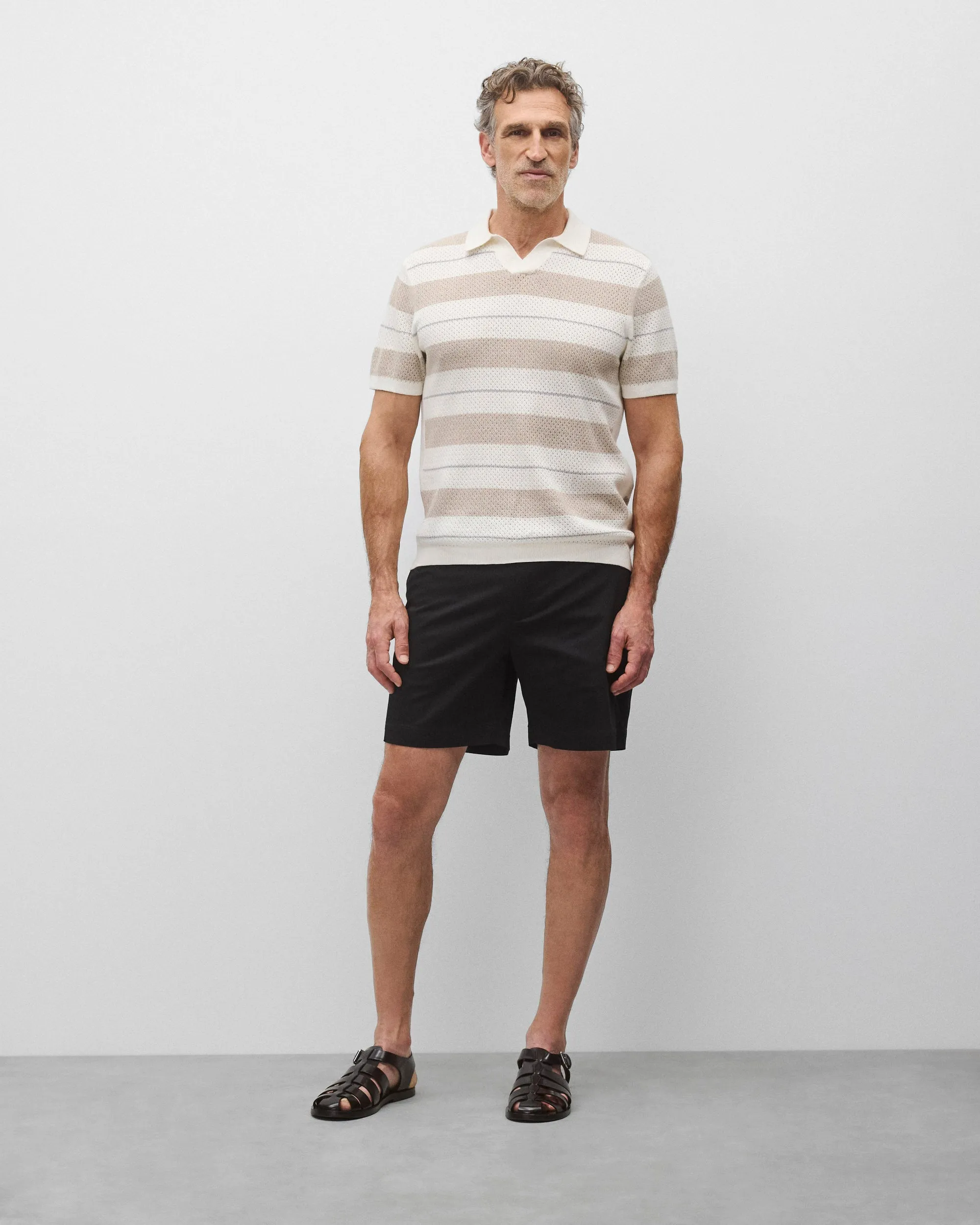 Cotton Linen Stripe Victor Polo sold by Reigning Champ product image thumbnail 3