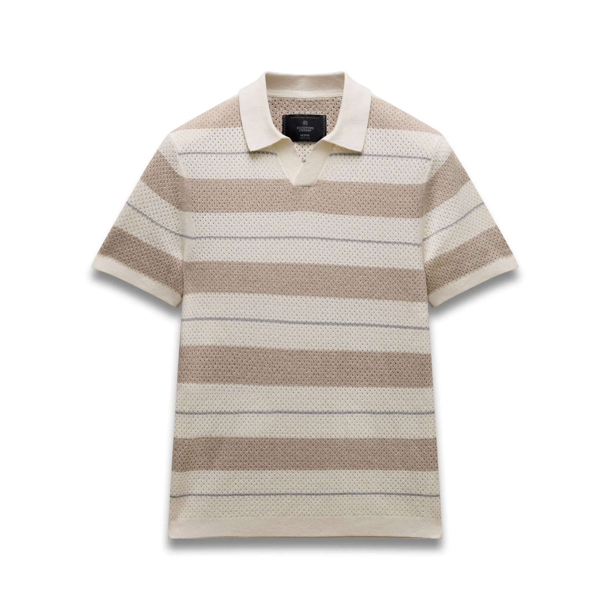 Cotton Linen Stripe Victor Polo sold by Reigning Champ
