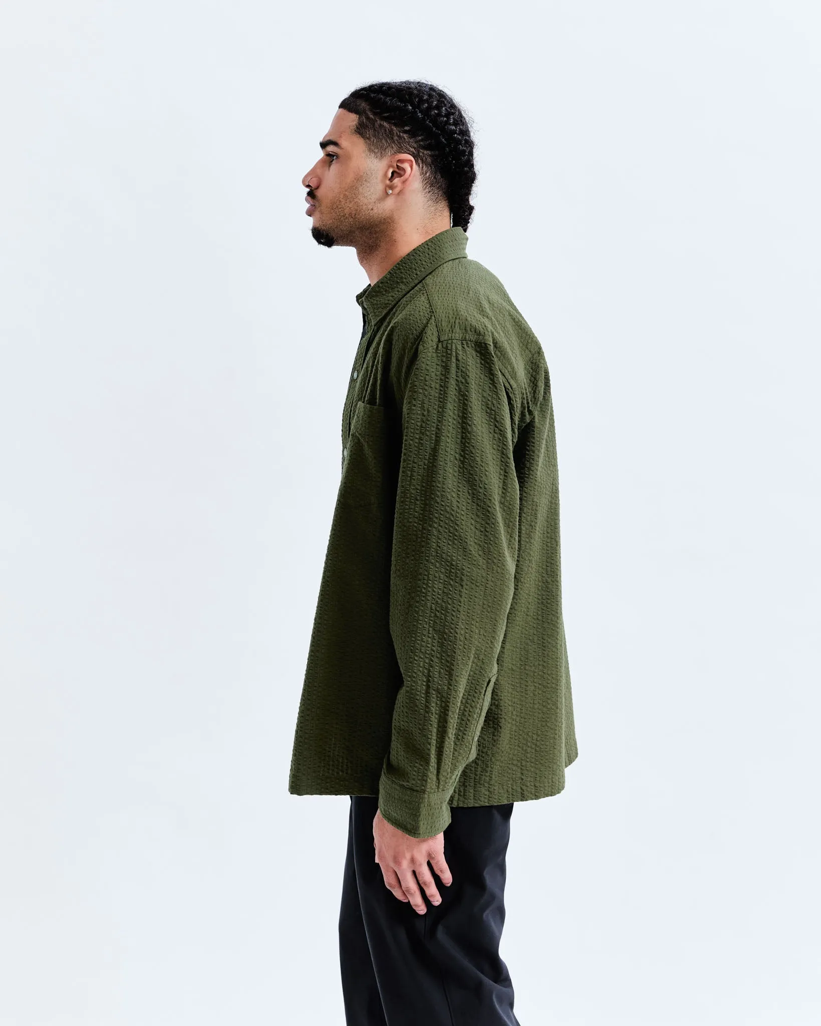 Cotton Seersucker Campus Overshirt sold by Reigning Champ product image thumbnail 3