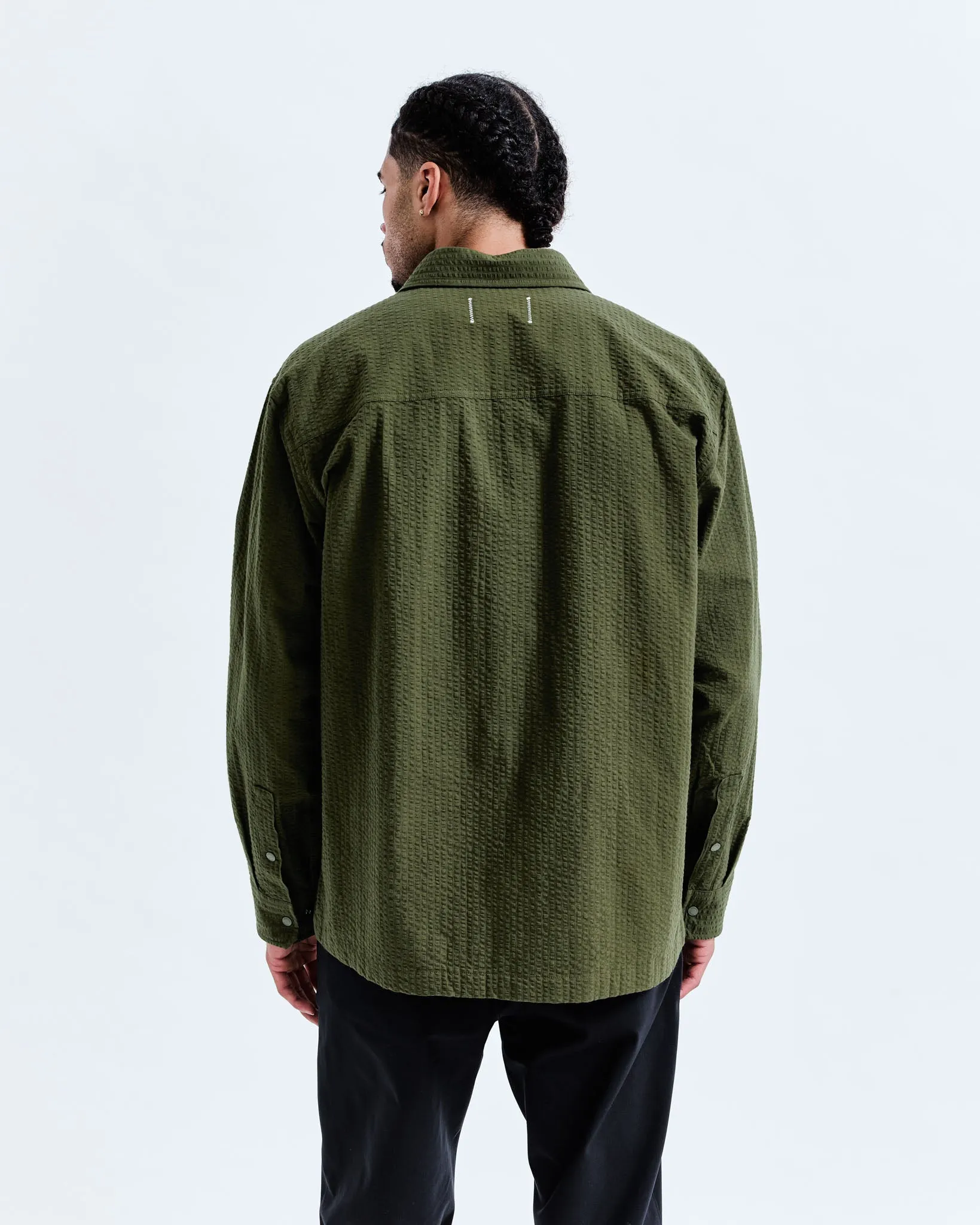 Cotton Seersucker Campus Overshirt sold by Reigning Champ product image thumbnail 4