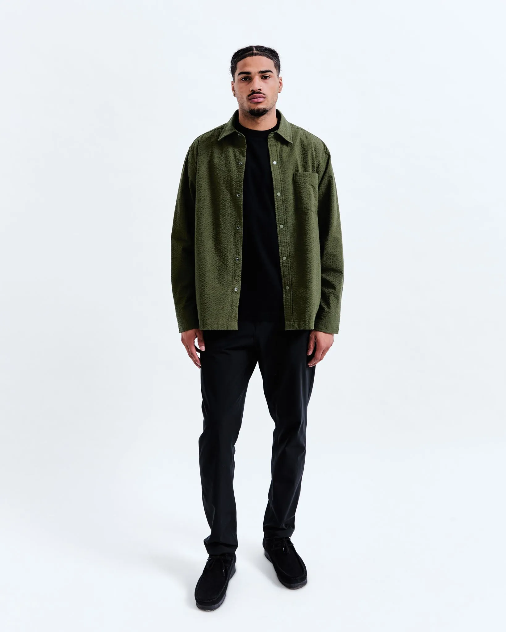 Cotton Seersucker Campus Overshirt sold by Reigning Champ product image thumbnail 5